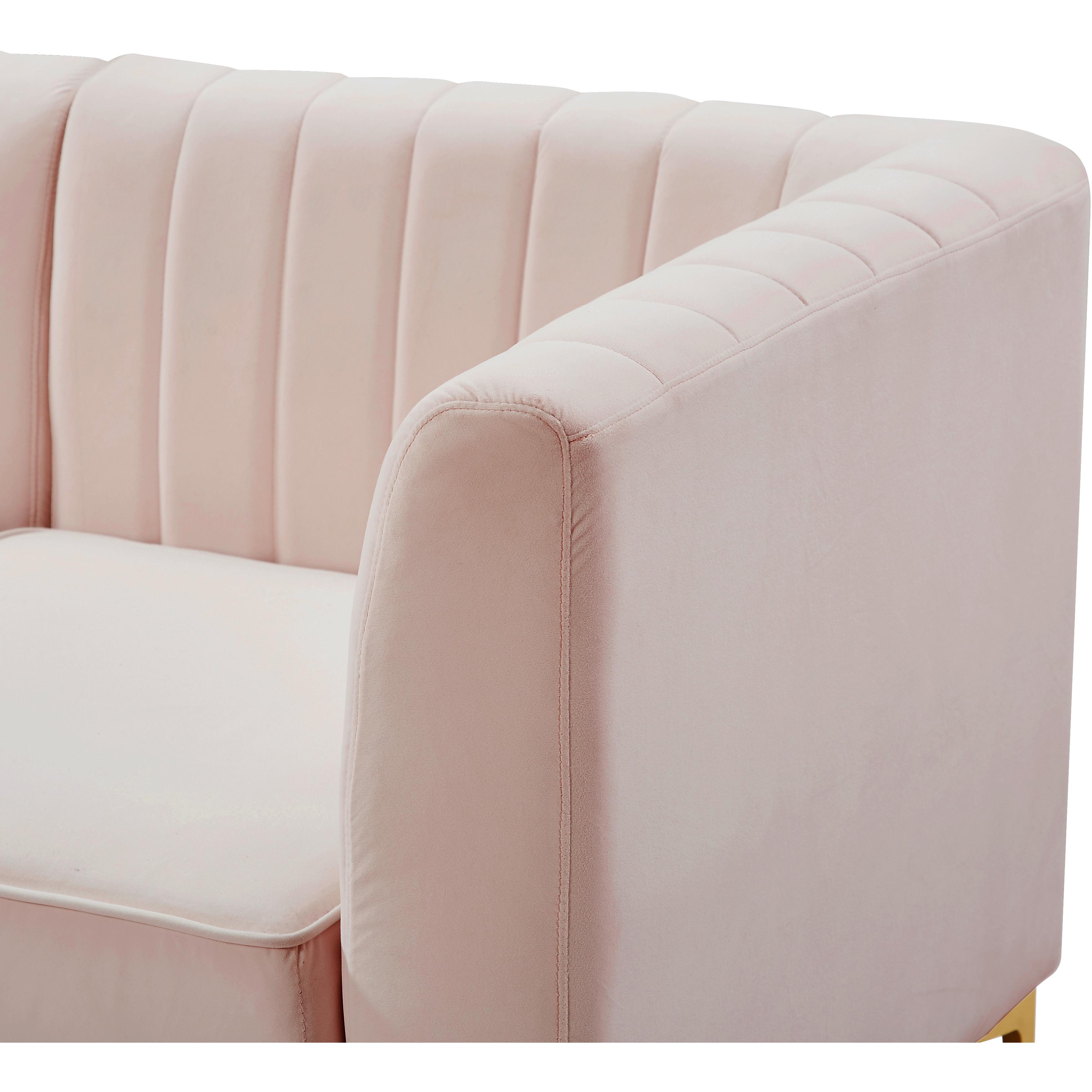 Meridian Alina Pink Velvet Corner Chair