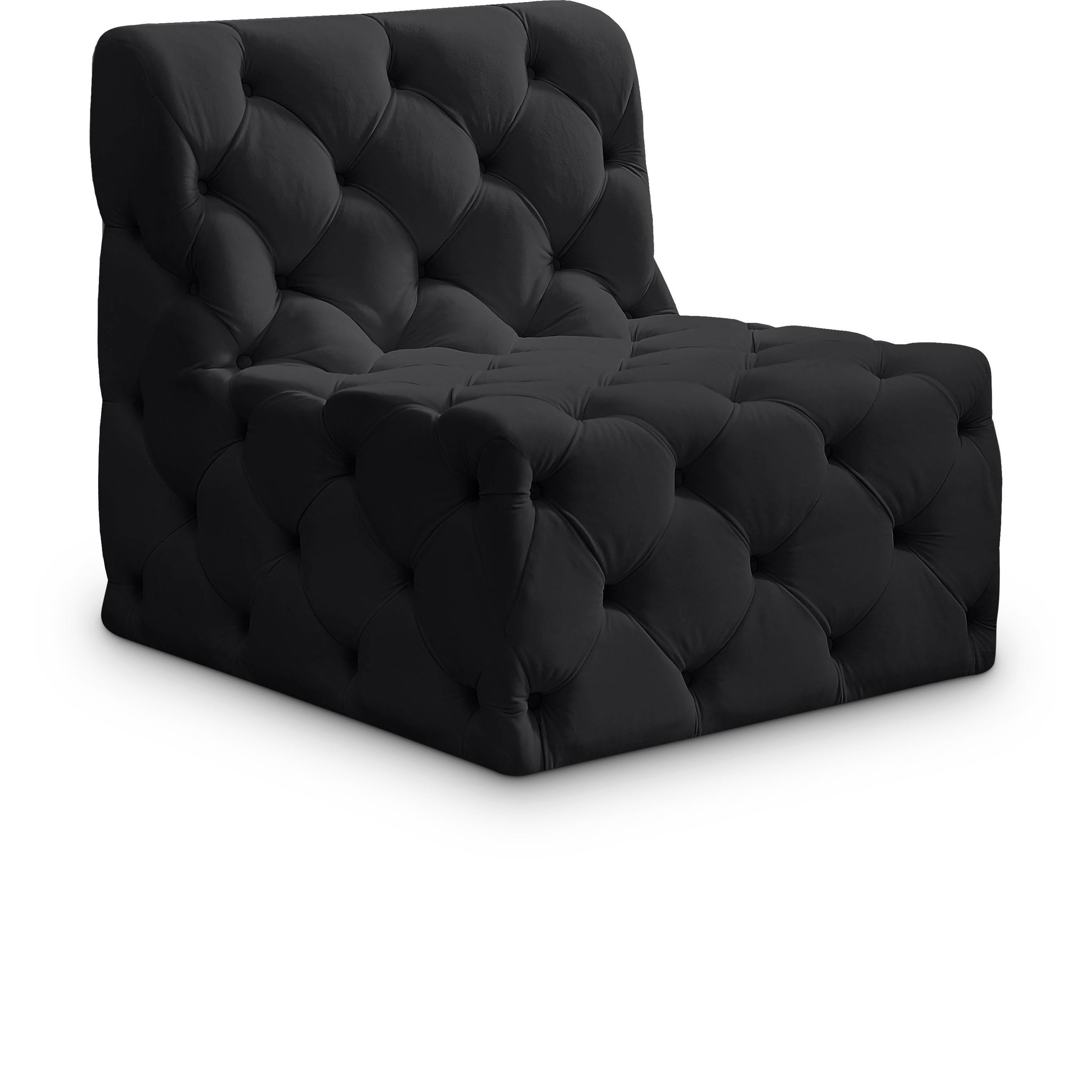 Meridian Tuft Black Velvet Armless Chair