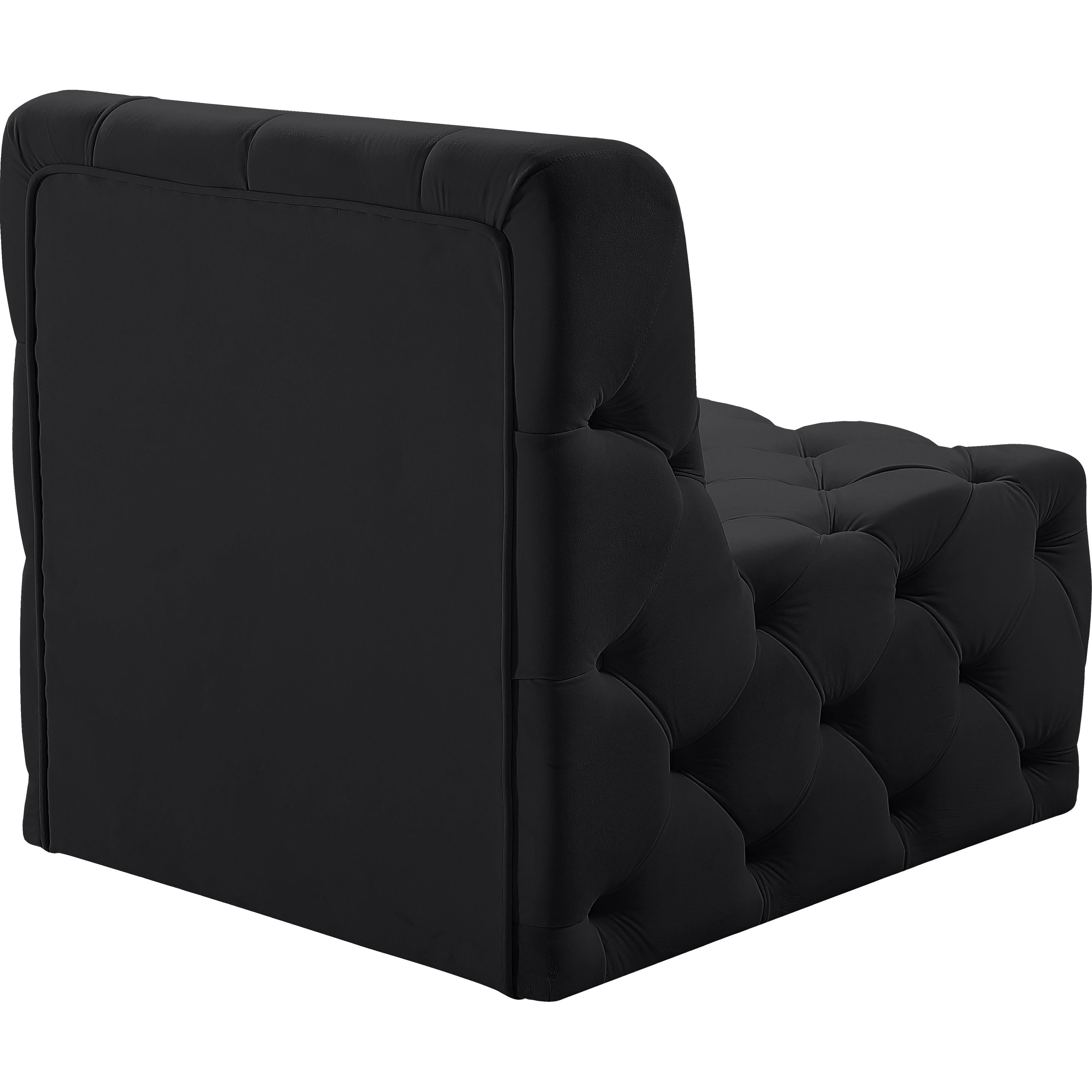 Meridian Tuft Black Velvet Armless Chair