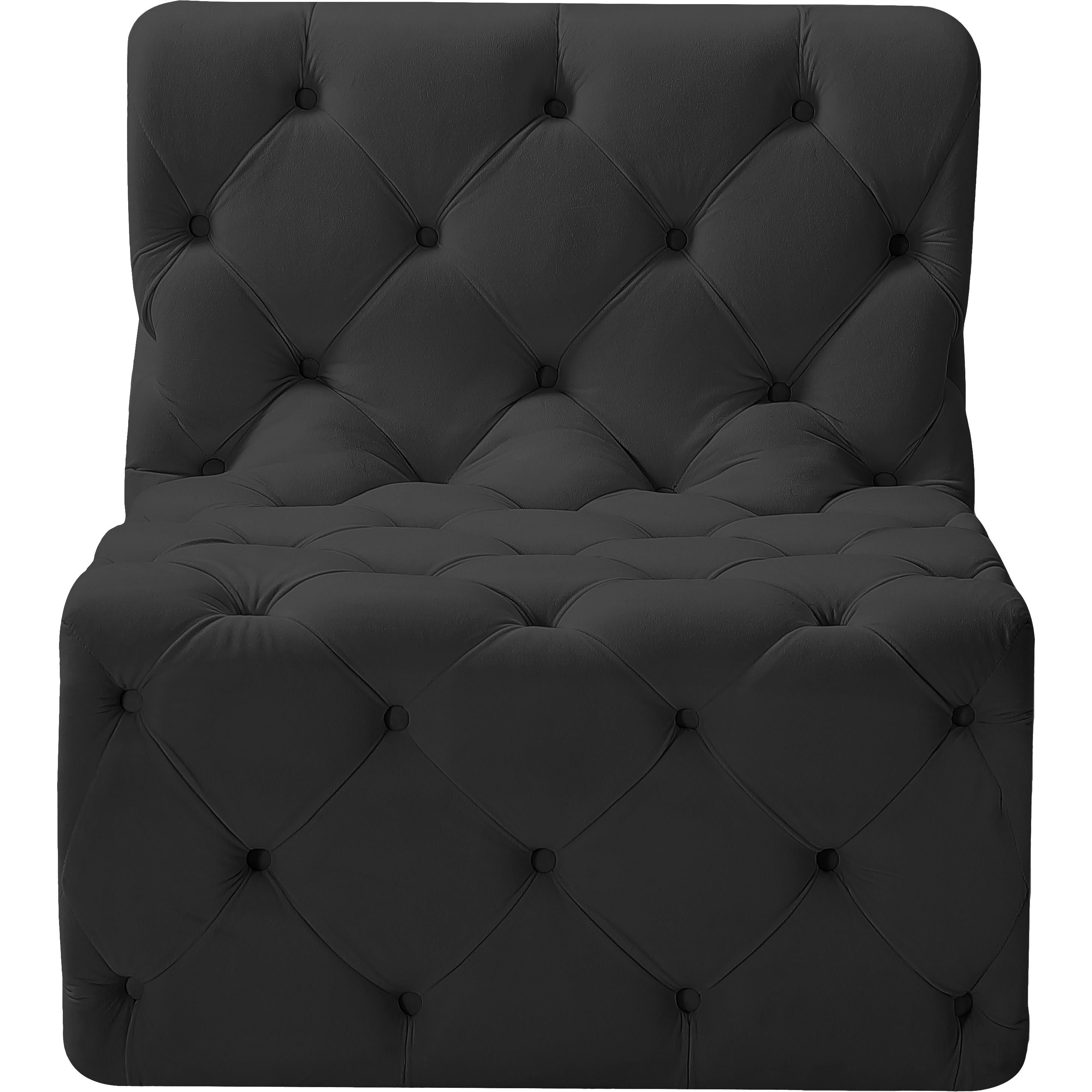 Meridian Tuft Black Velvet Armless Chair