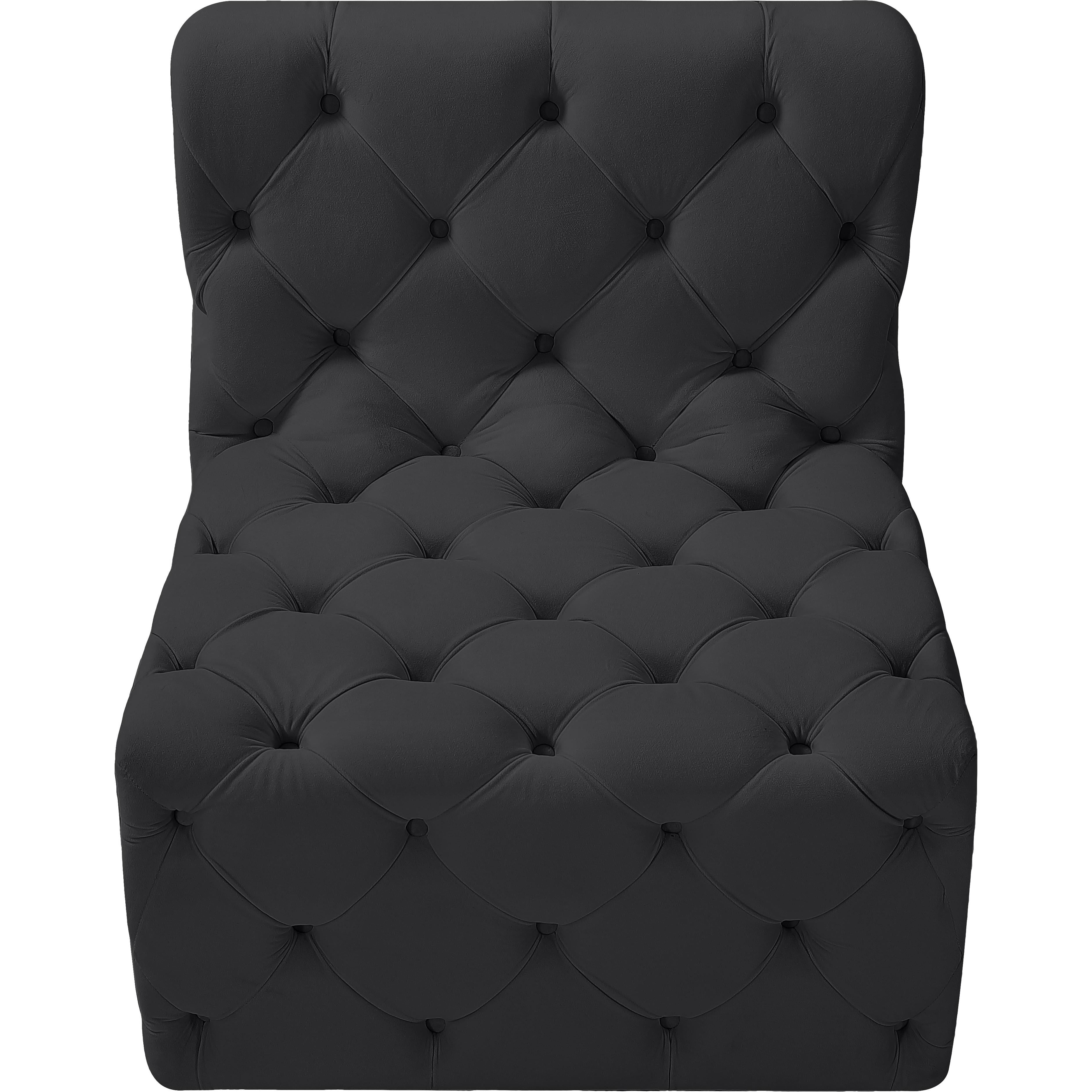 Meridian Tuft Black Velvet Armless Chair