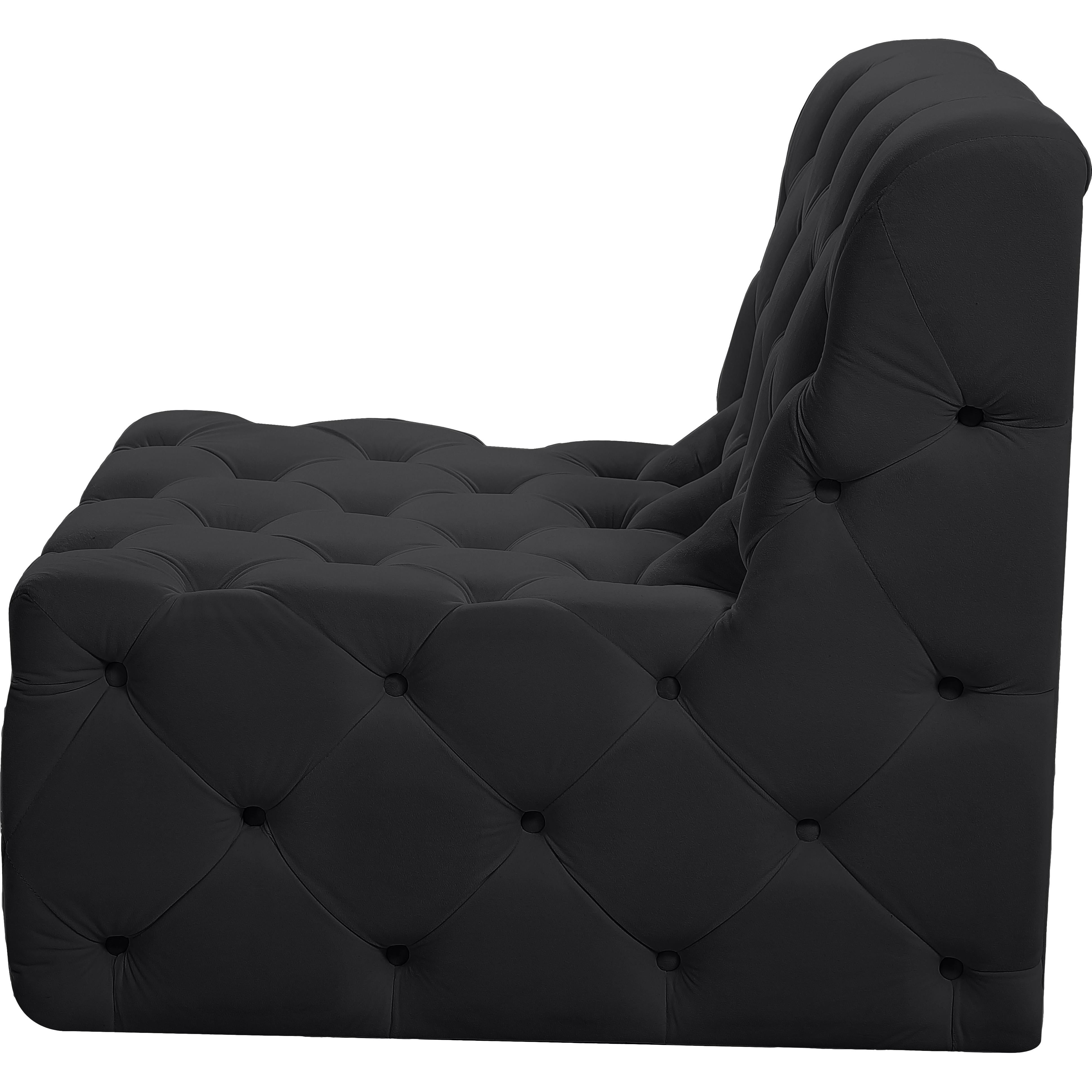 Meridian Tuft Black Velvet Armless Chair