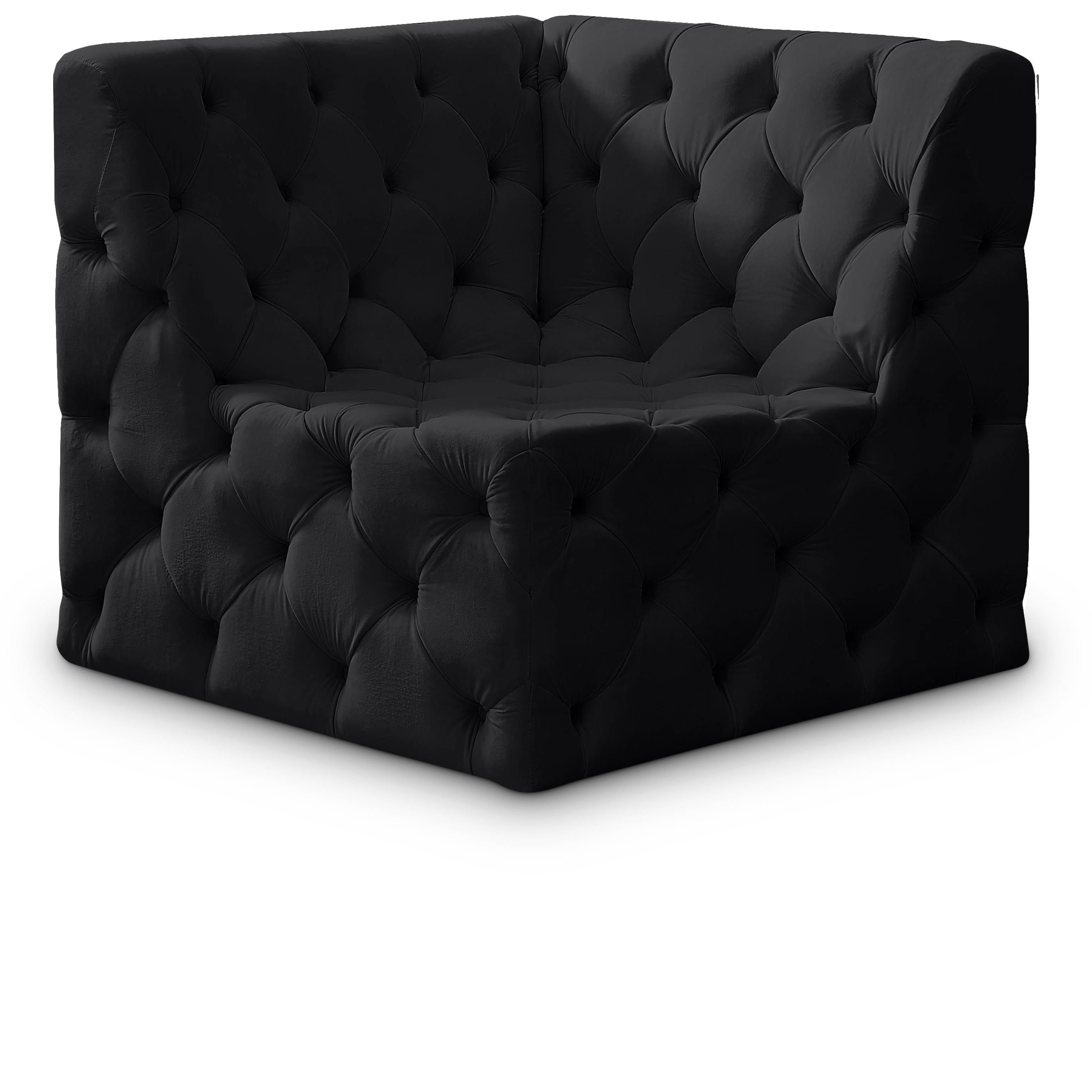 Meridian Tuft Black Velvet Corner Chair