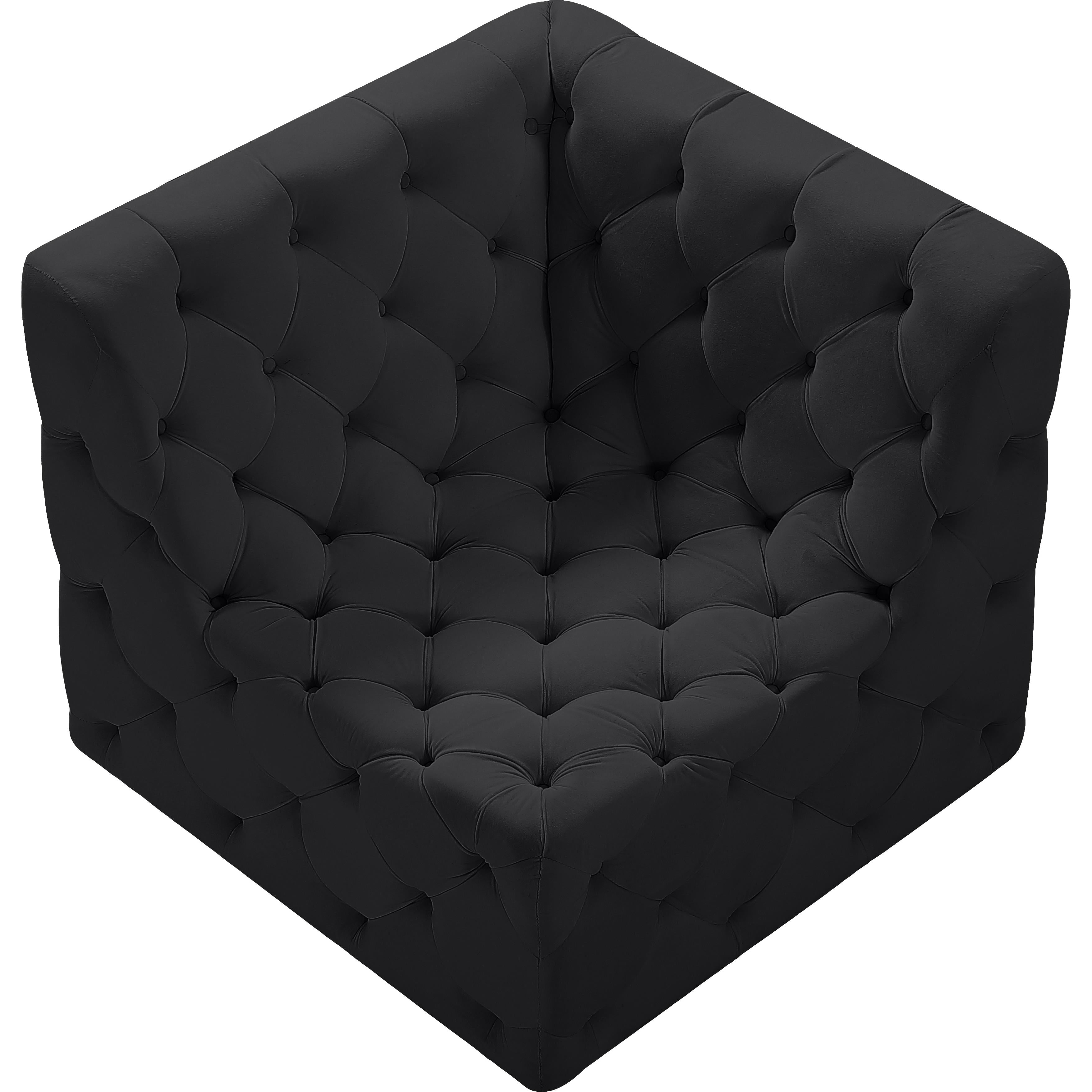 Meridian Tuft Black Velvet Corner Chair