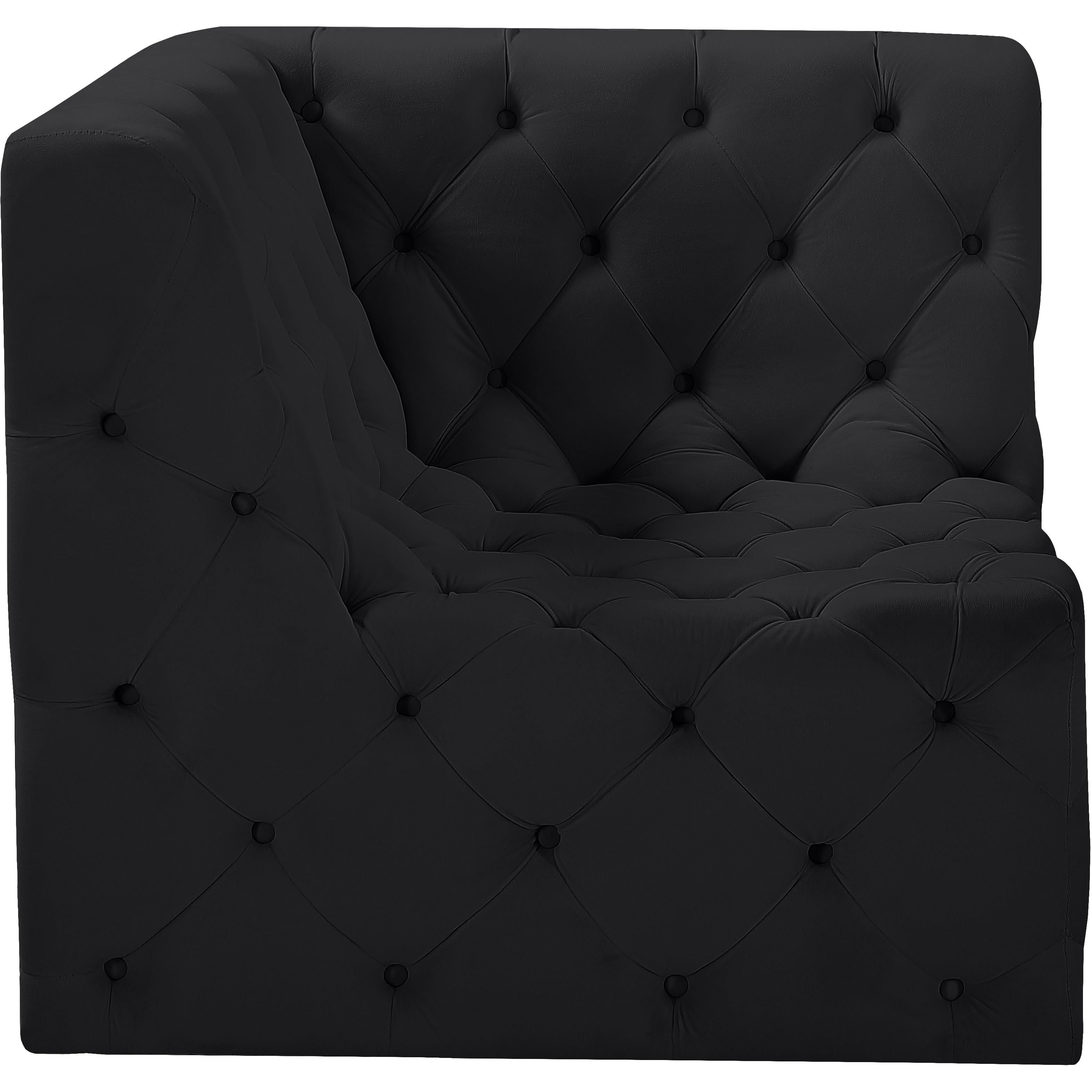 Meridian Tuft Black Velvet Corner Chair