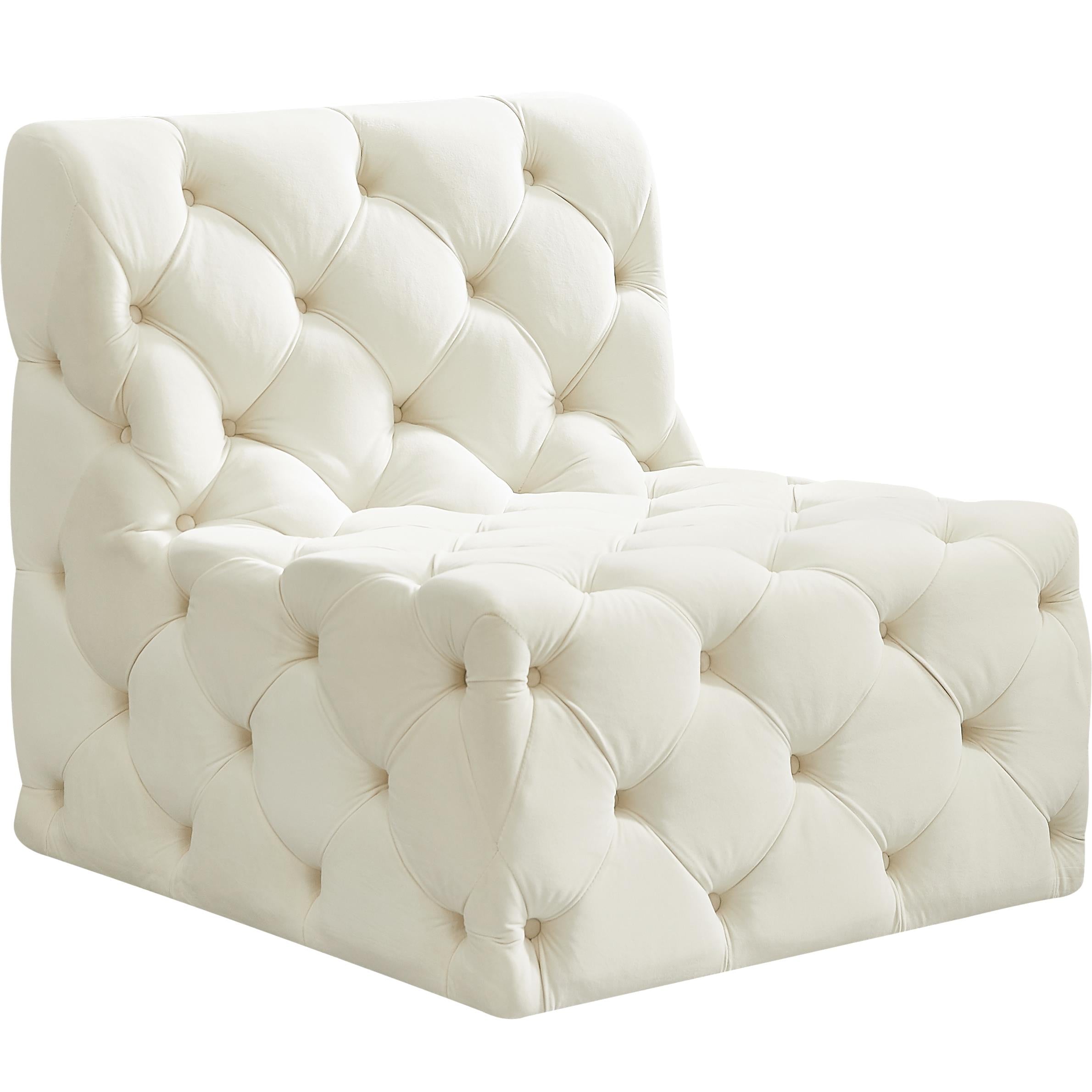 Meridian Tuft Cream Velvet Armless Chair