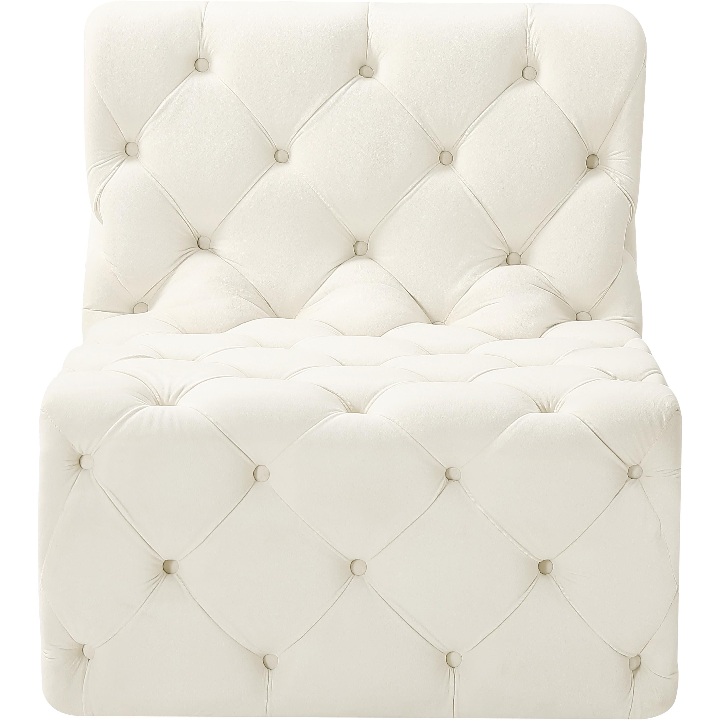 Meridian Tuft Cream Velvet Armless Chair