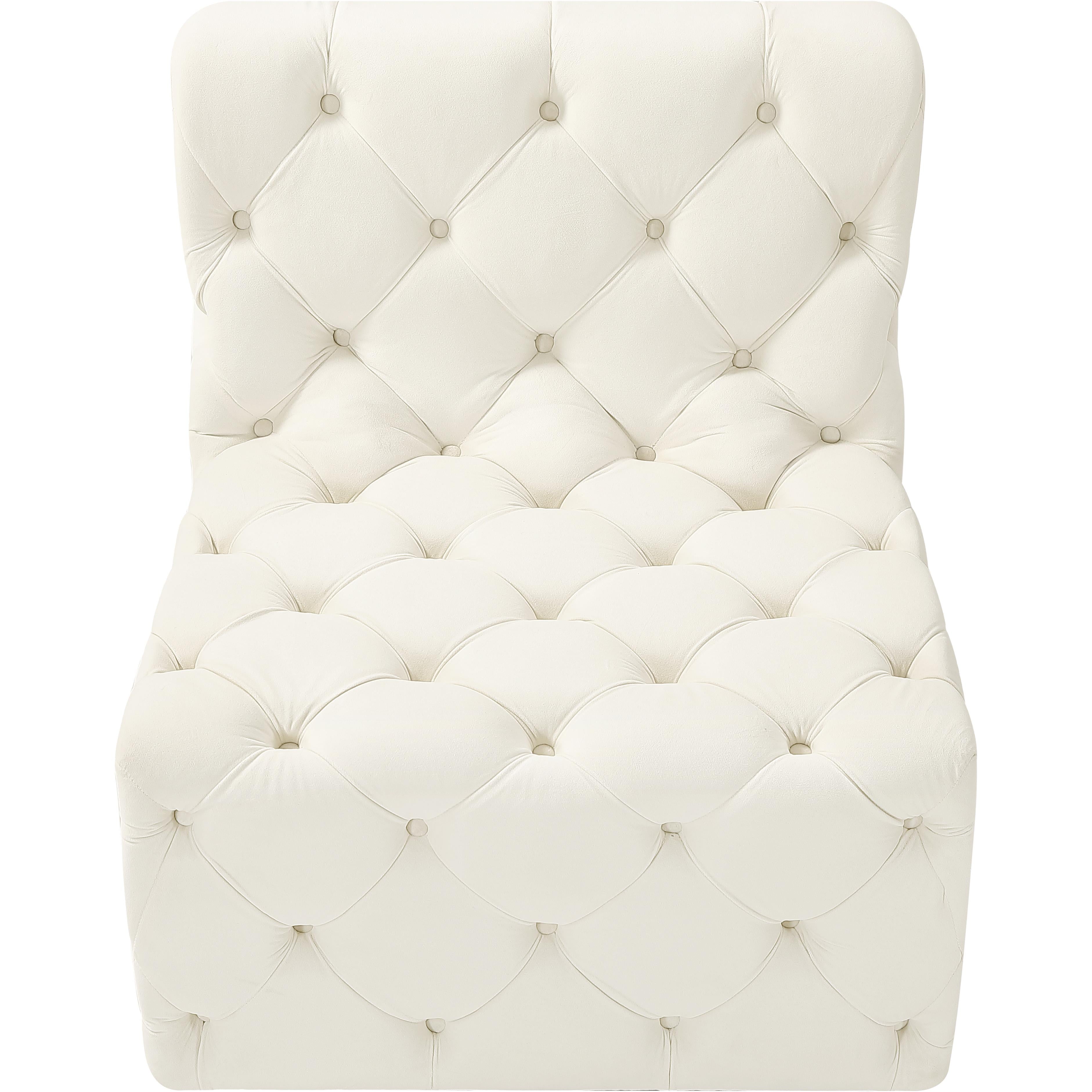 Meridian Tuft Cream Velvet Armless Chair