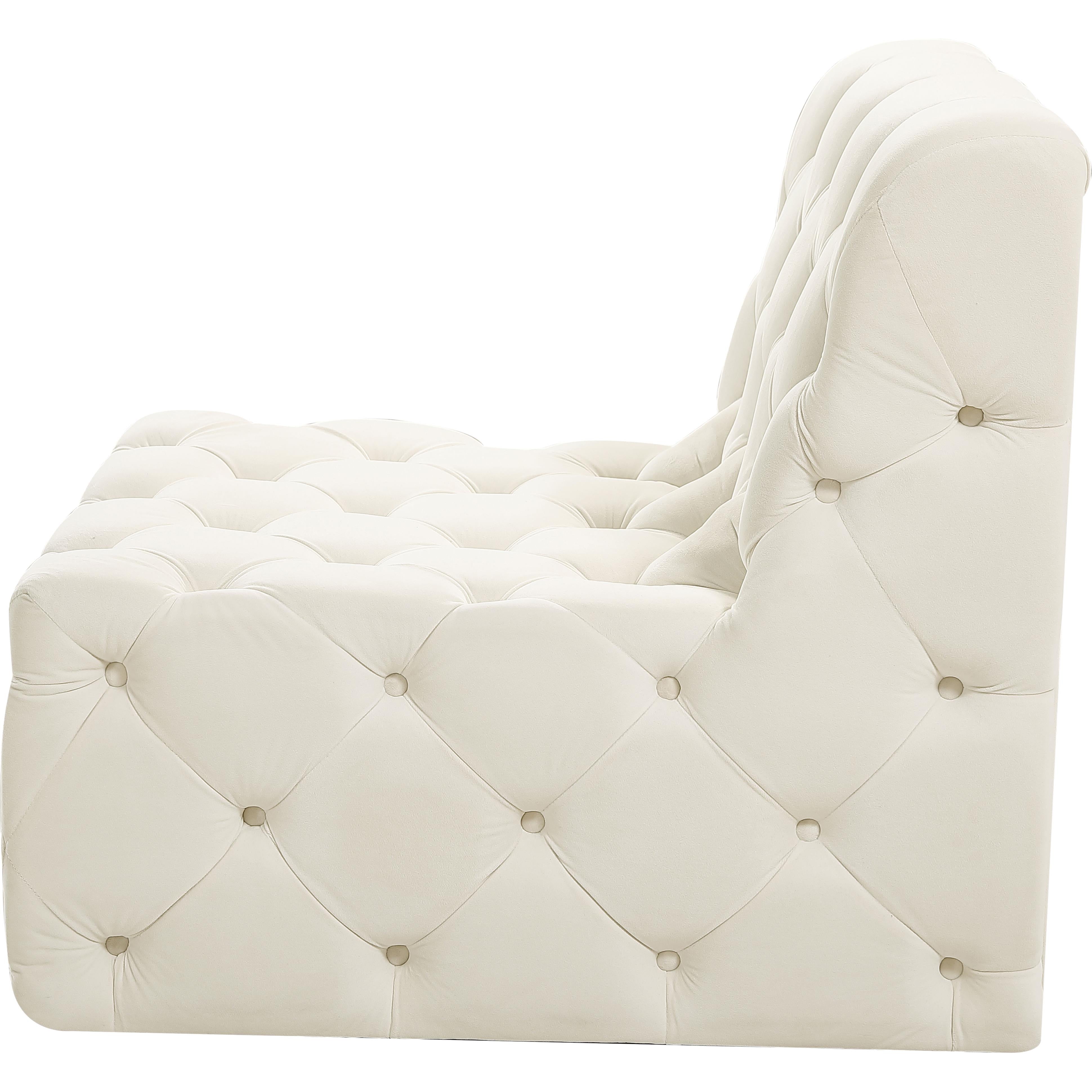 Meridian Tuft Cream Velvet Armless Chair