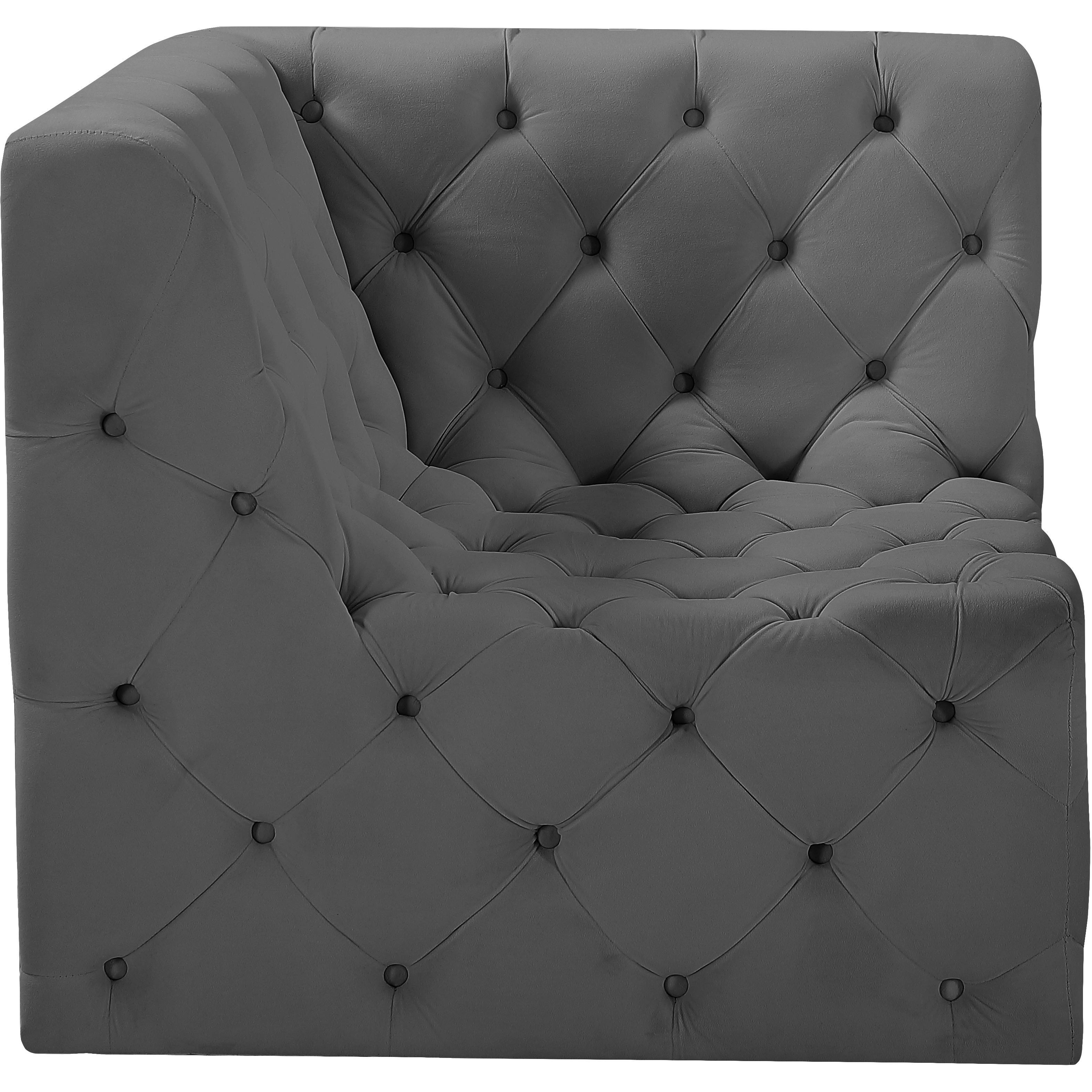 Meridian Tuft Grey Velvet Corner Chair