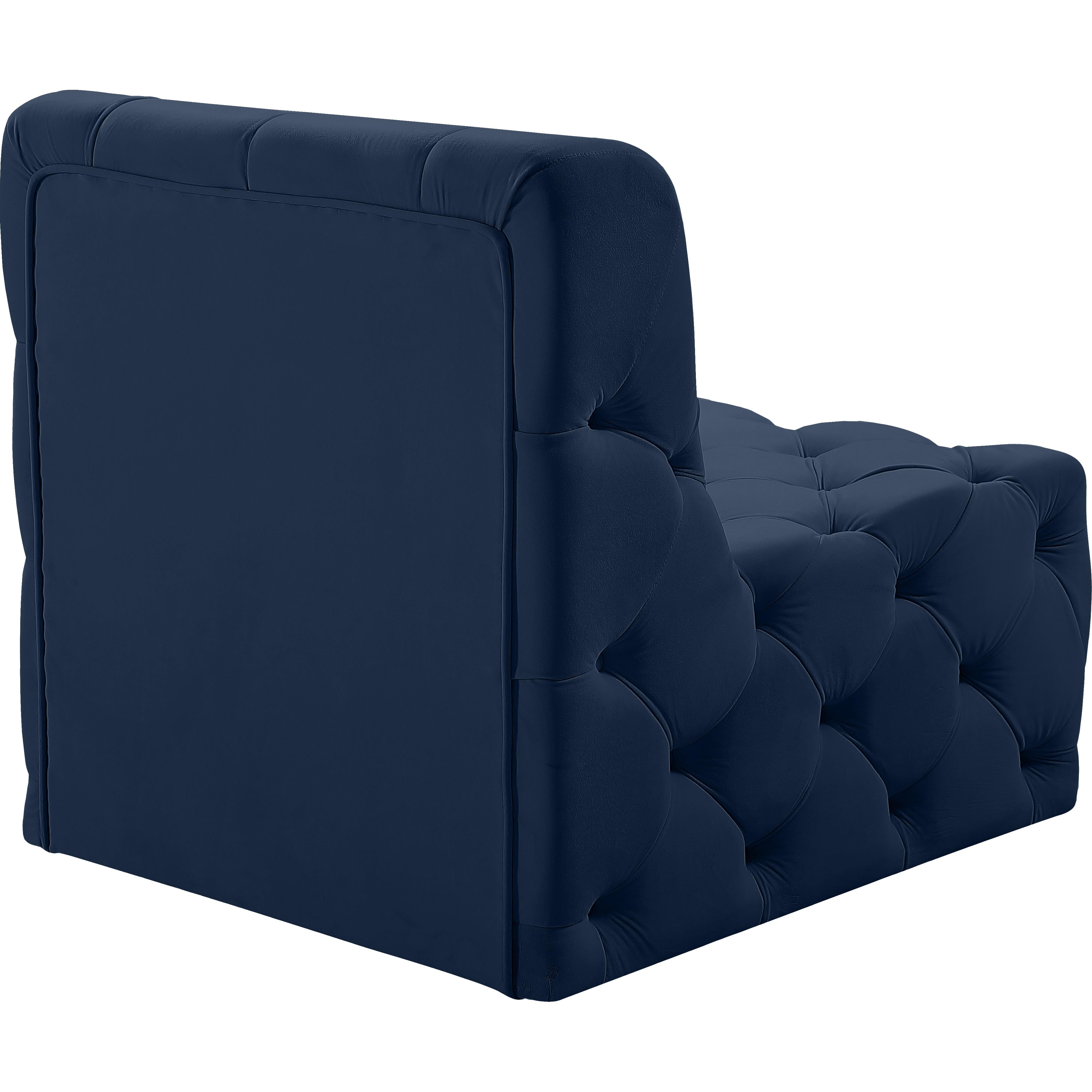 Meridian Tuft Navy Velvet Armless Chair