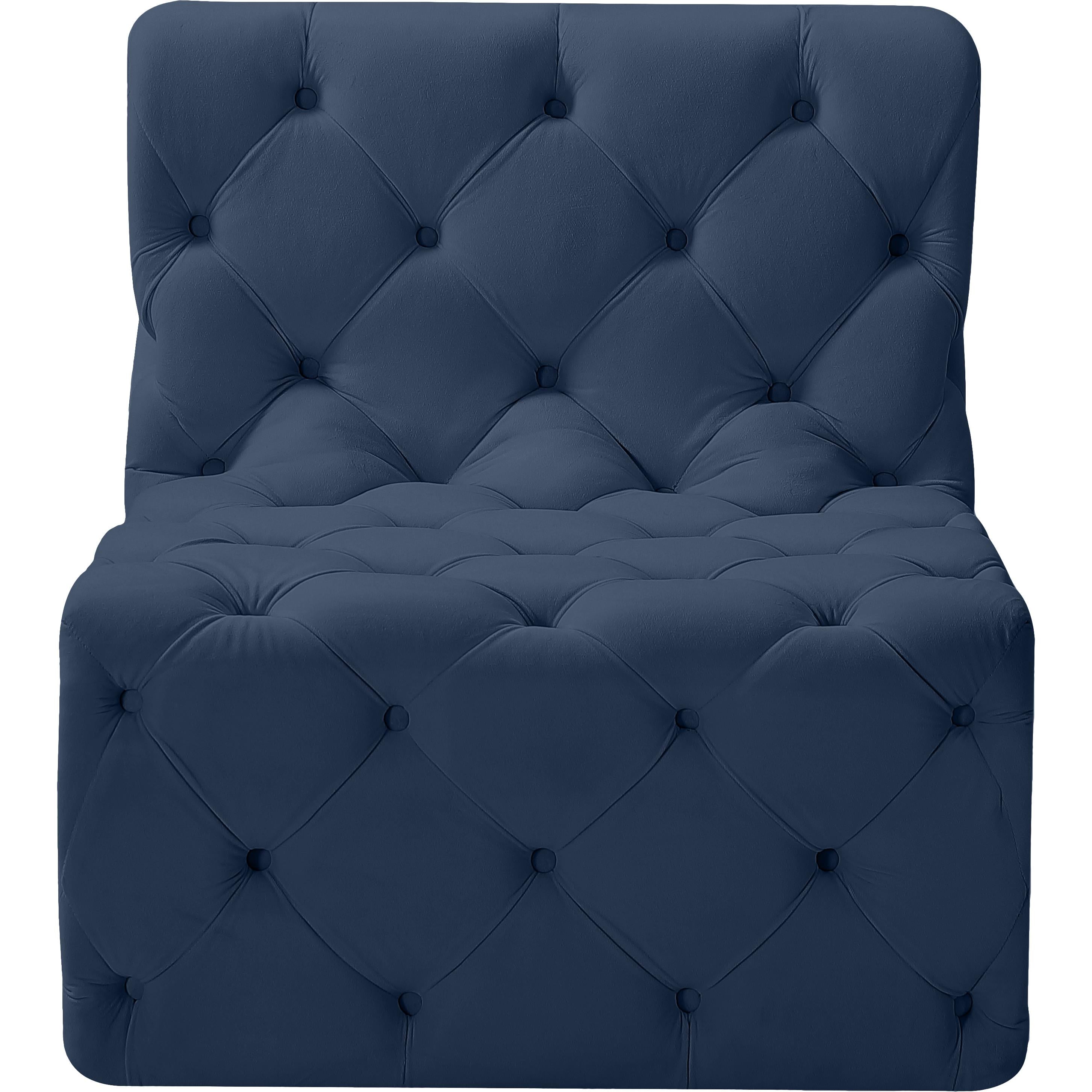 Meridian Tuft Navy Velvet Armless Chair