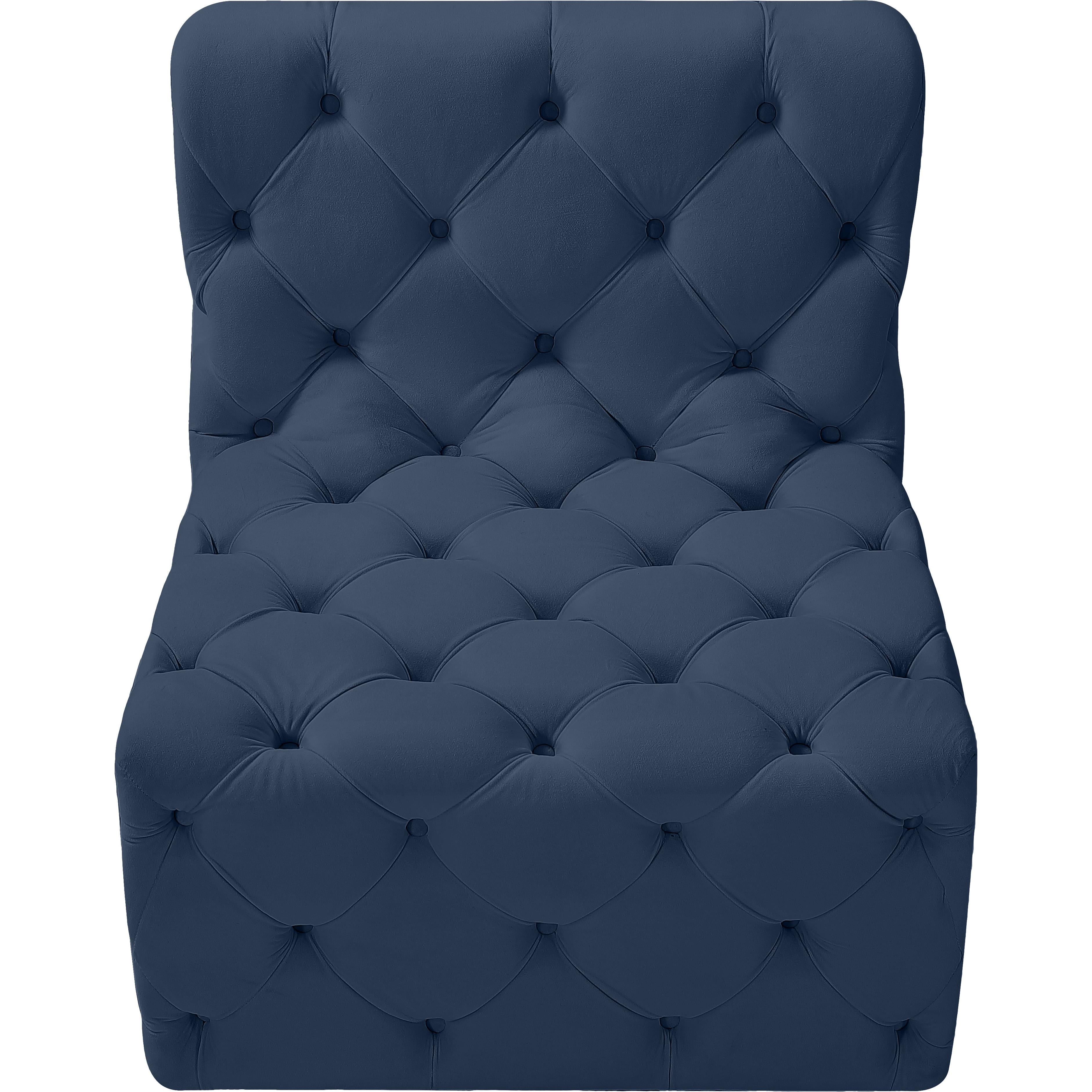 Meridian Tuft Navy Velvet Armless Chair