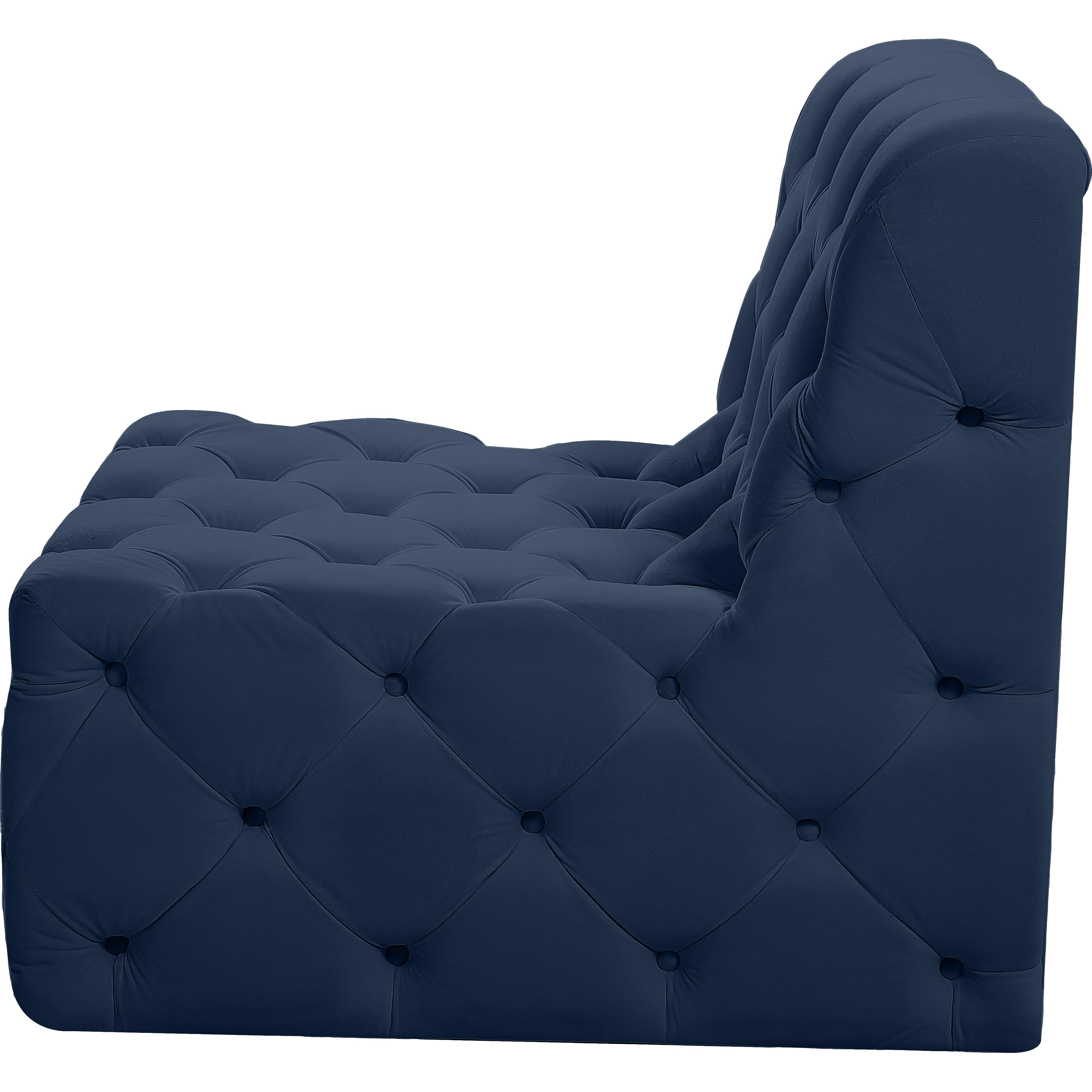 Meridian Tuft Navy Velvet Armless Chair