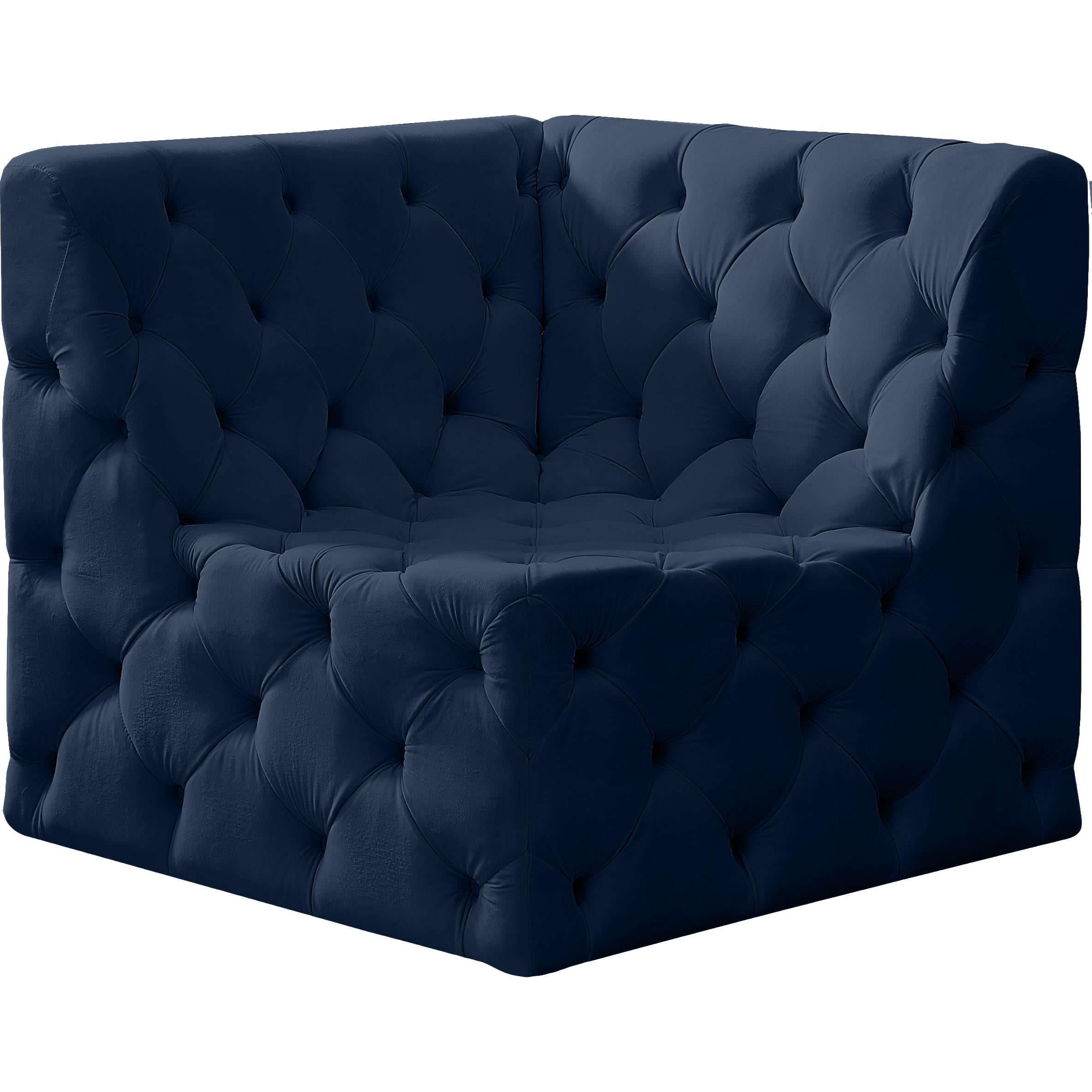 Meridian Tuft Navy Velvet Corner Chair