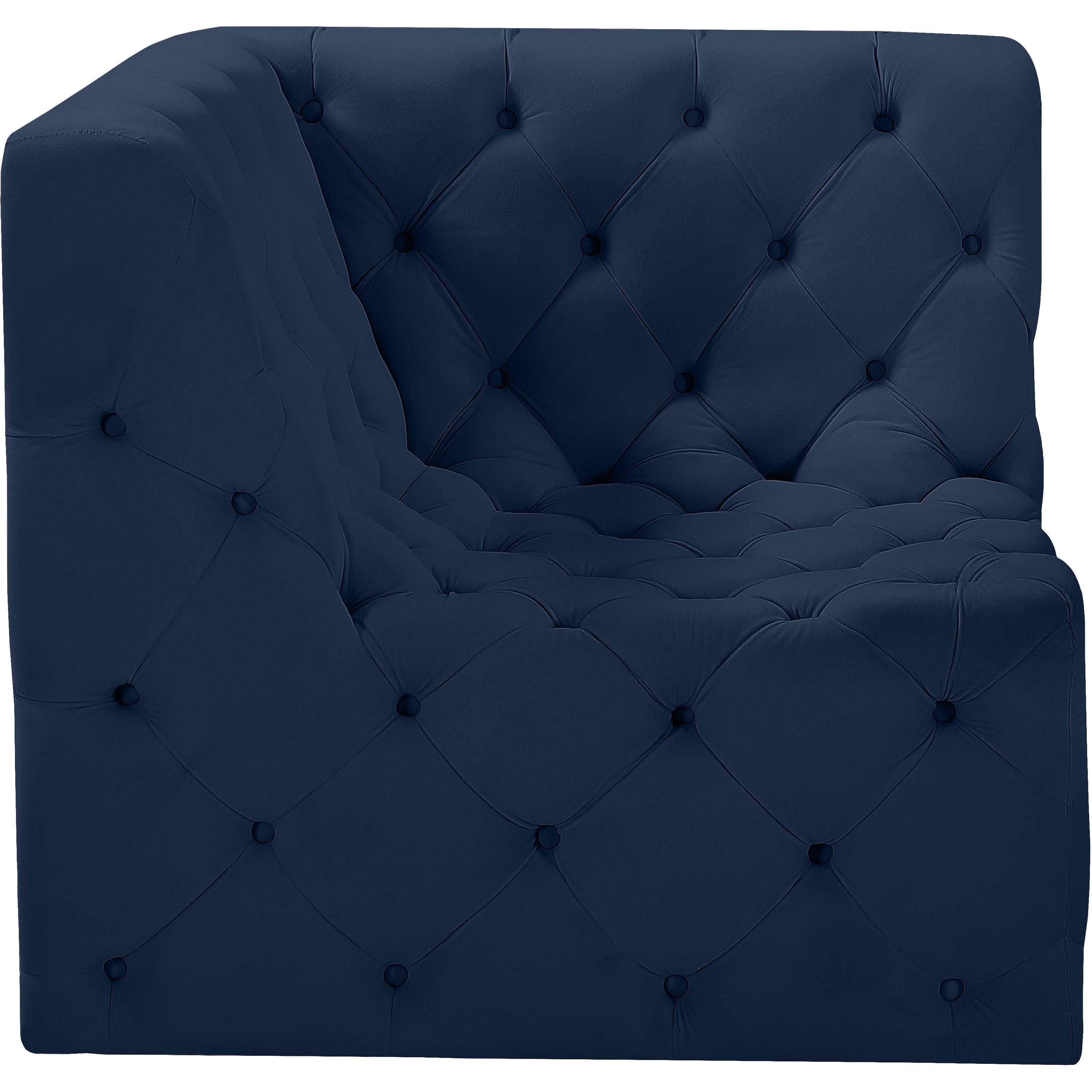 Meridian Tuft Navy Velvet Corner Chair