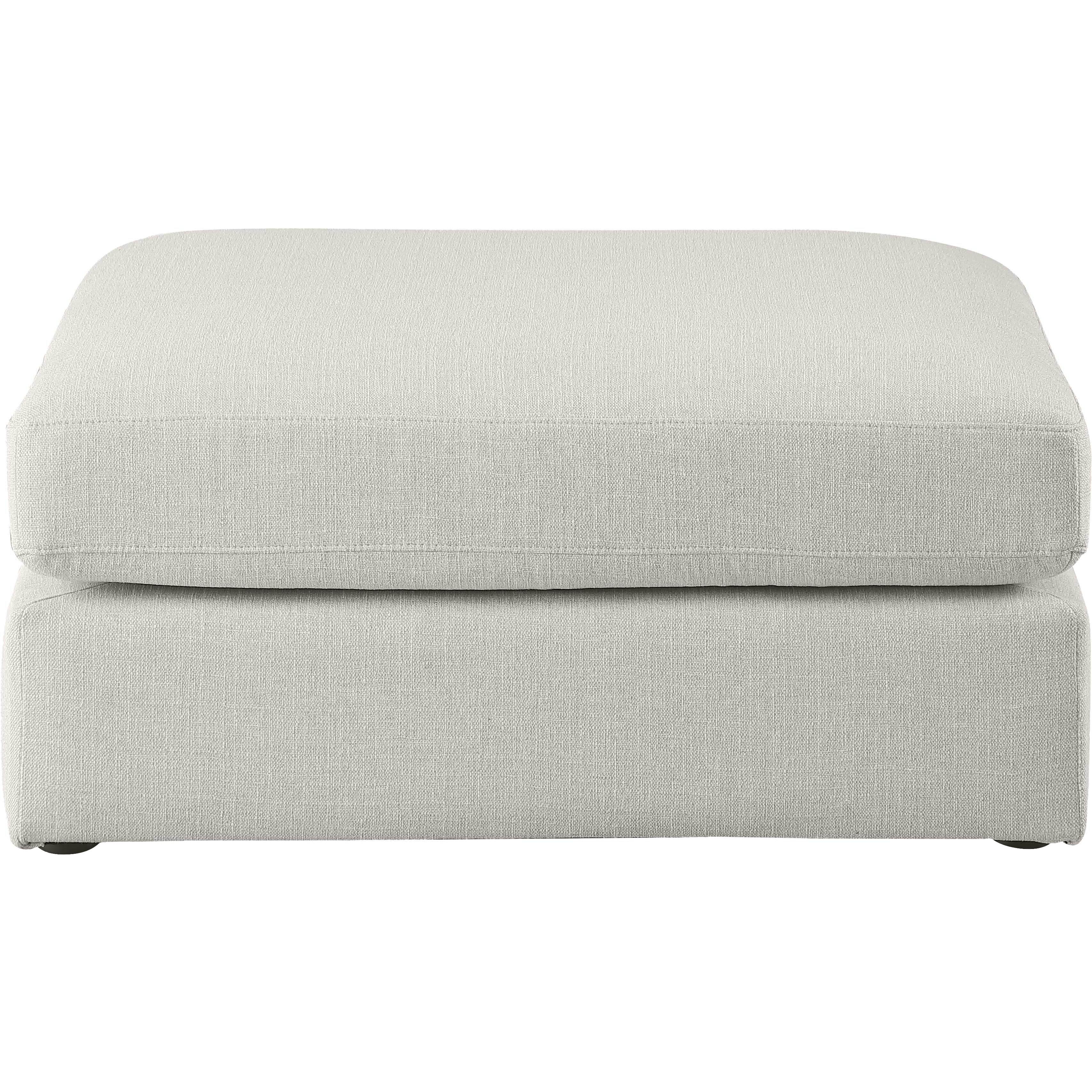 Meridian Beckham Beige Durable Linen Textured Fabric Ottoman