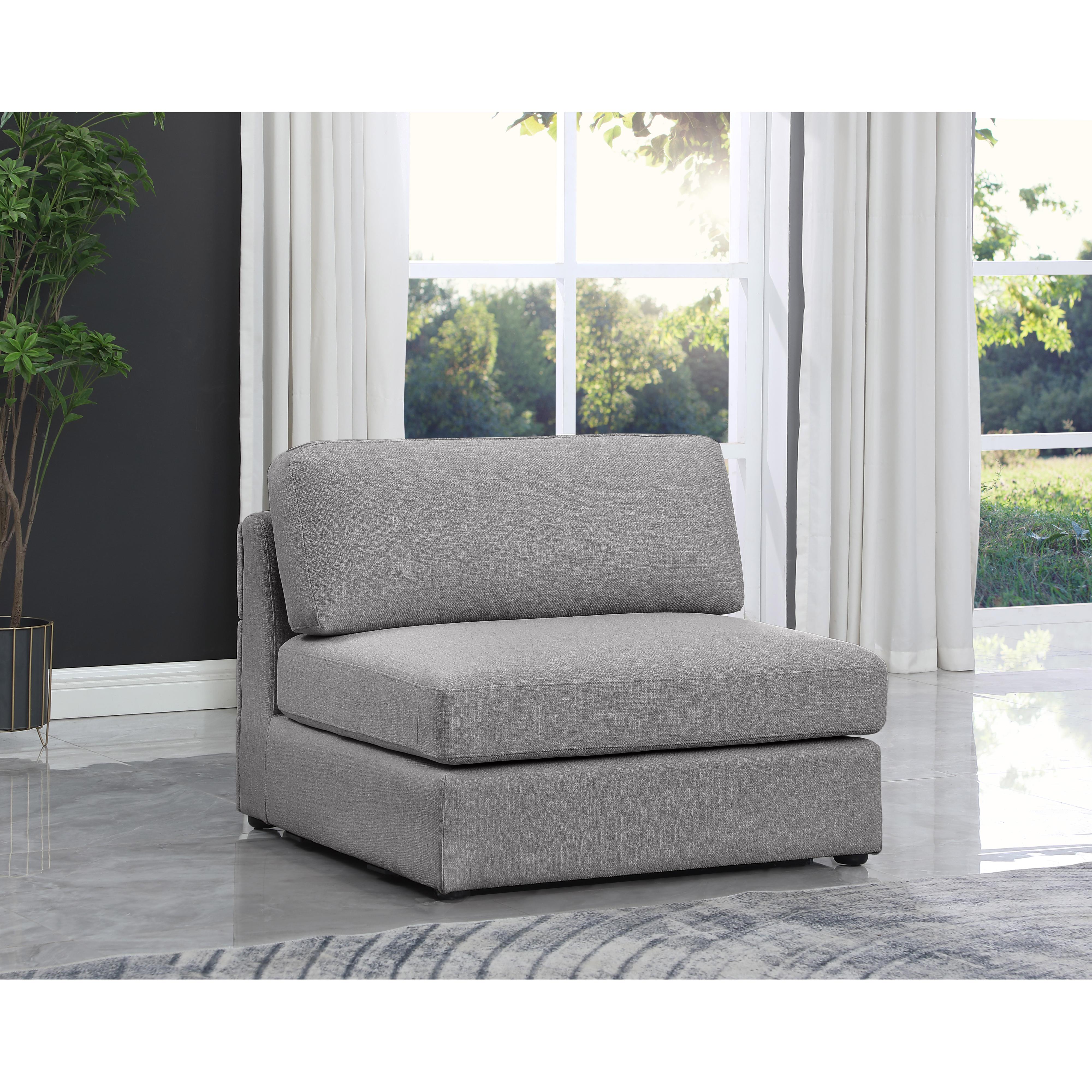 Meridian Beckham Grey Durable Linen Textured Fabric Armless