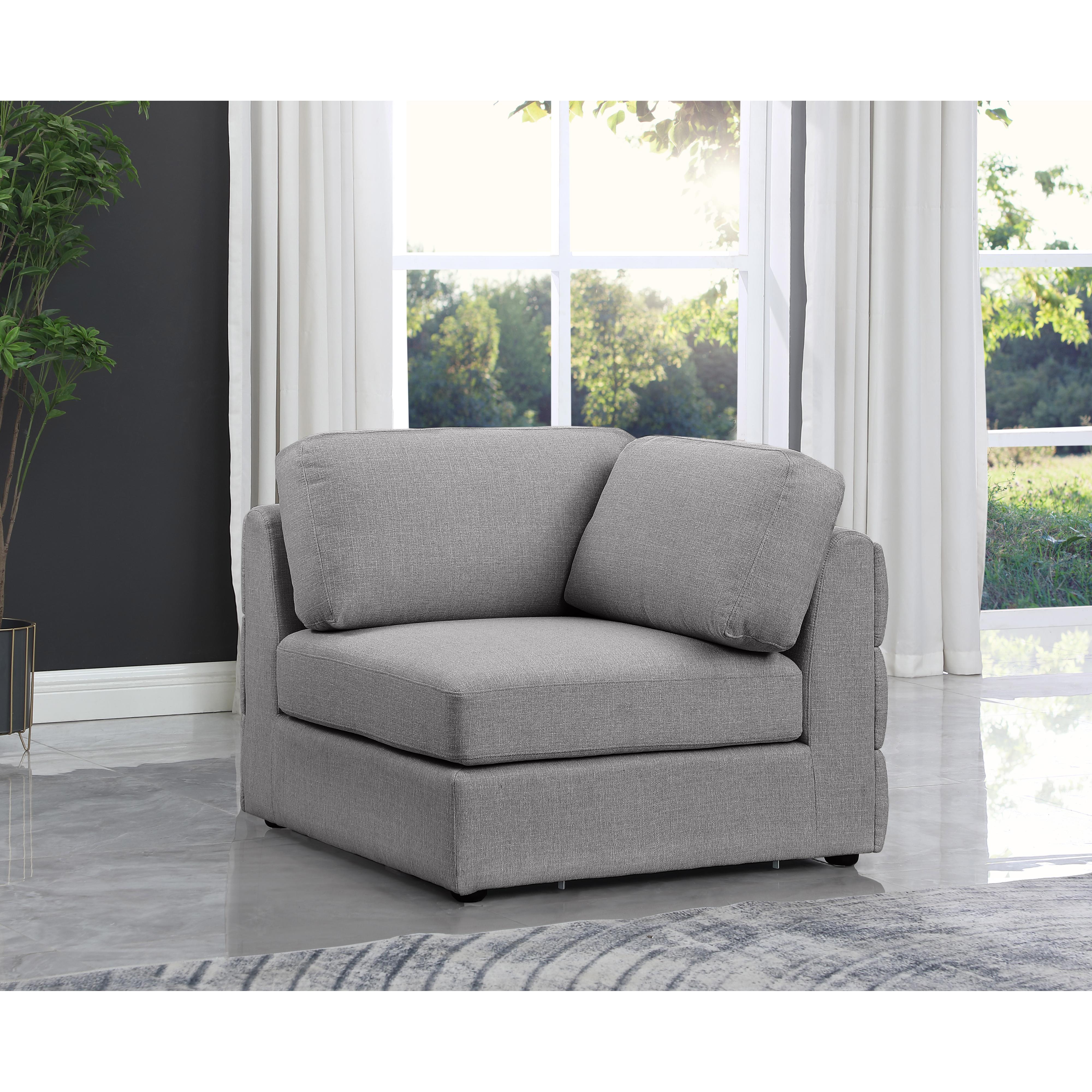 Meridian Beckham Grey Durable Linen Textured Fabric Corner