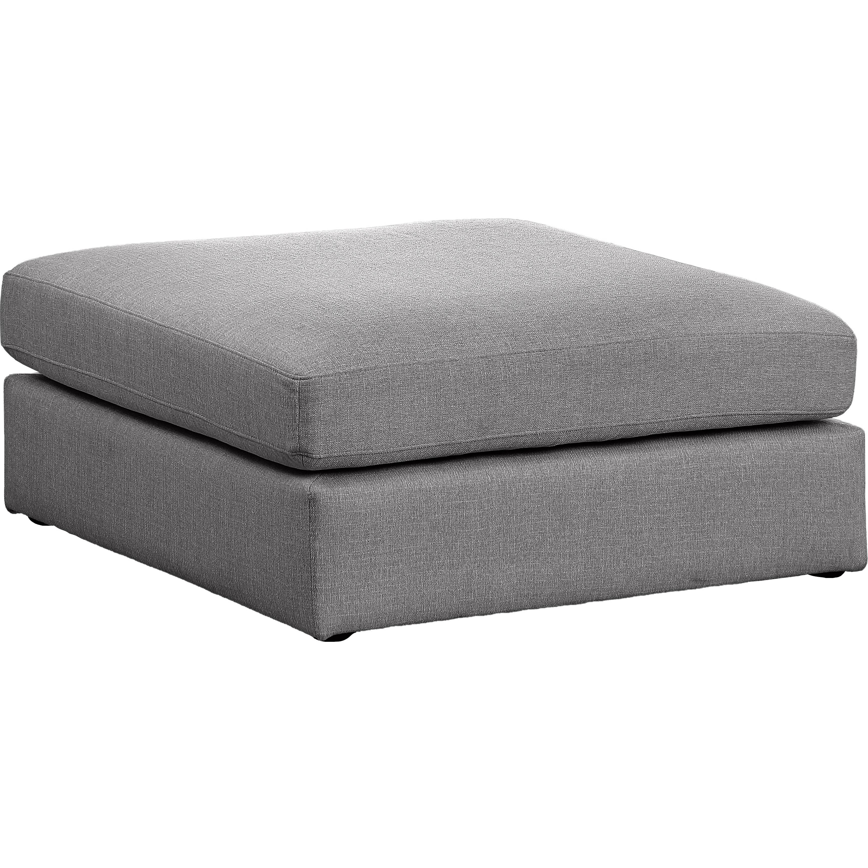 Meridian Beckham Grey Durable Linen Textured Fabric Ottoman