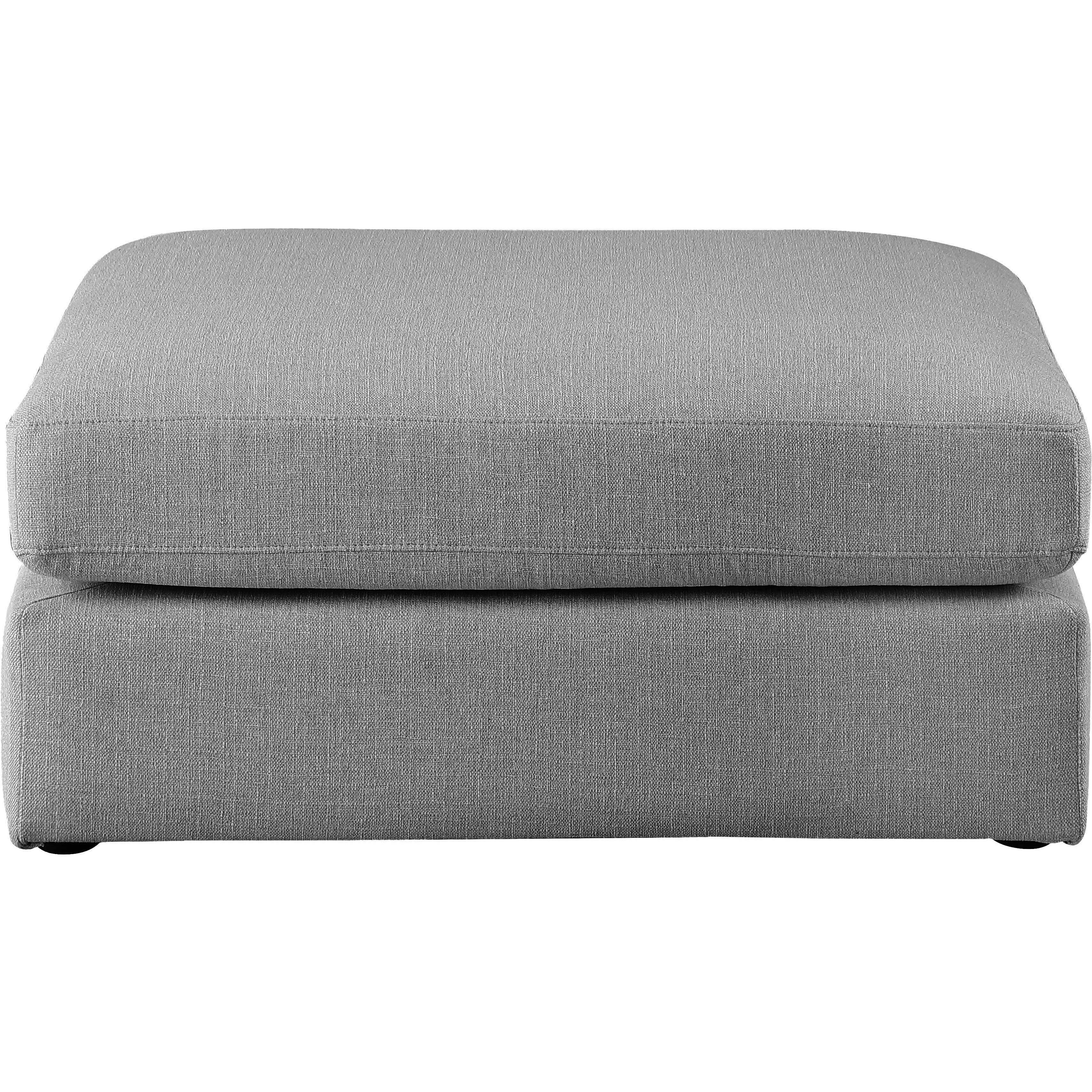 Meridian Beckham Grey Durable Linen Textured Fabric Ottoman