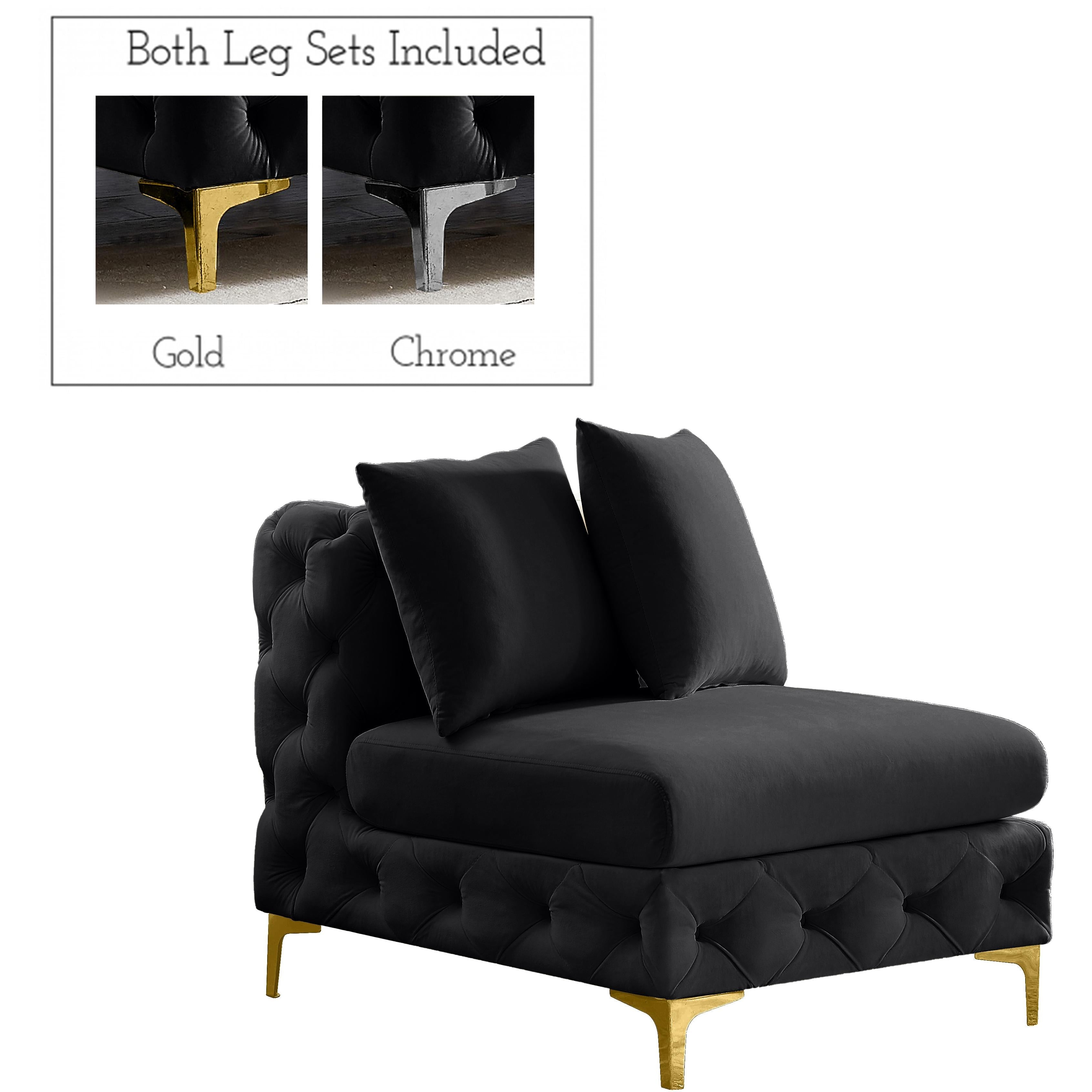 Meridian Tremblay Black Velvet Armless Chair