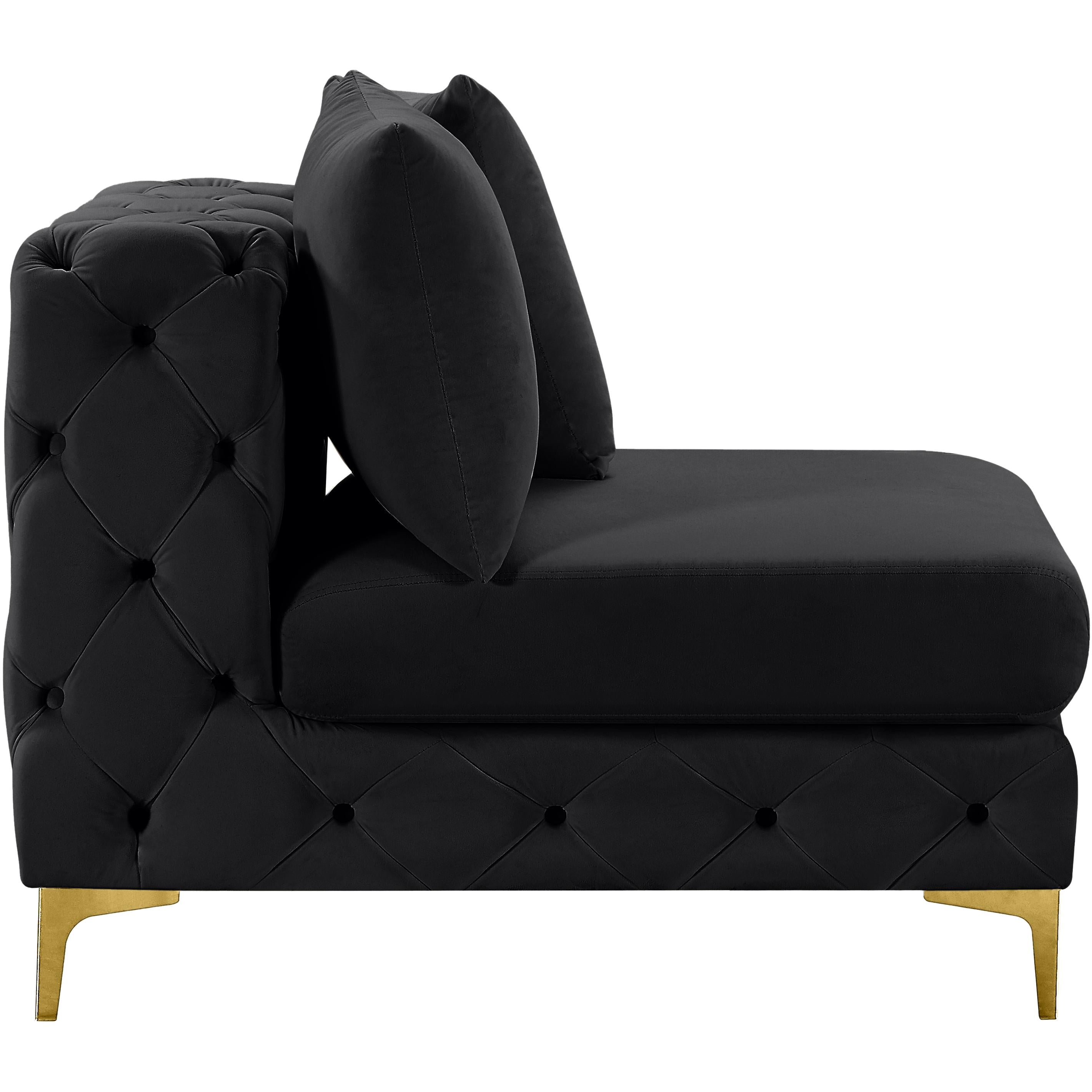 Meridian Tremblay Black Velvet Armless Chair