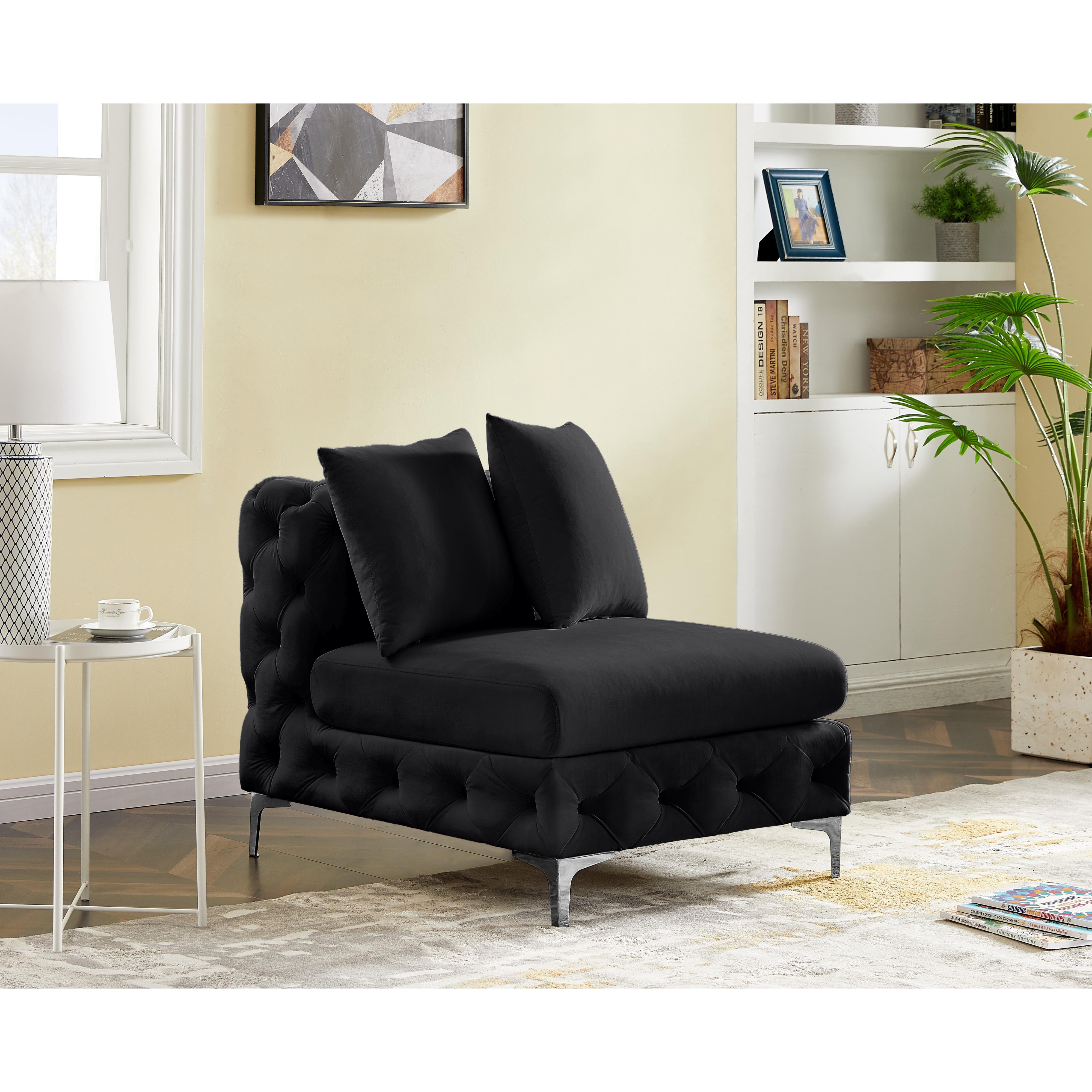 Meridian Tremblay Black Velvet Armless Chair