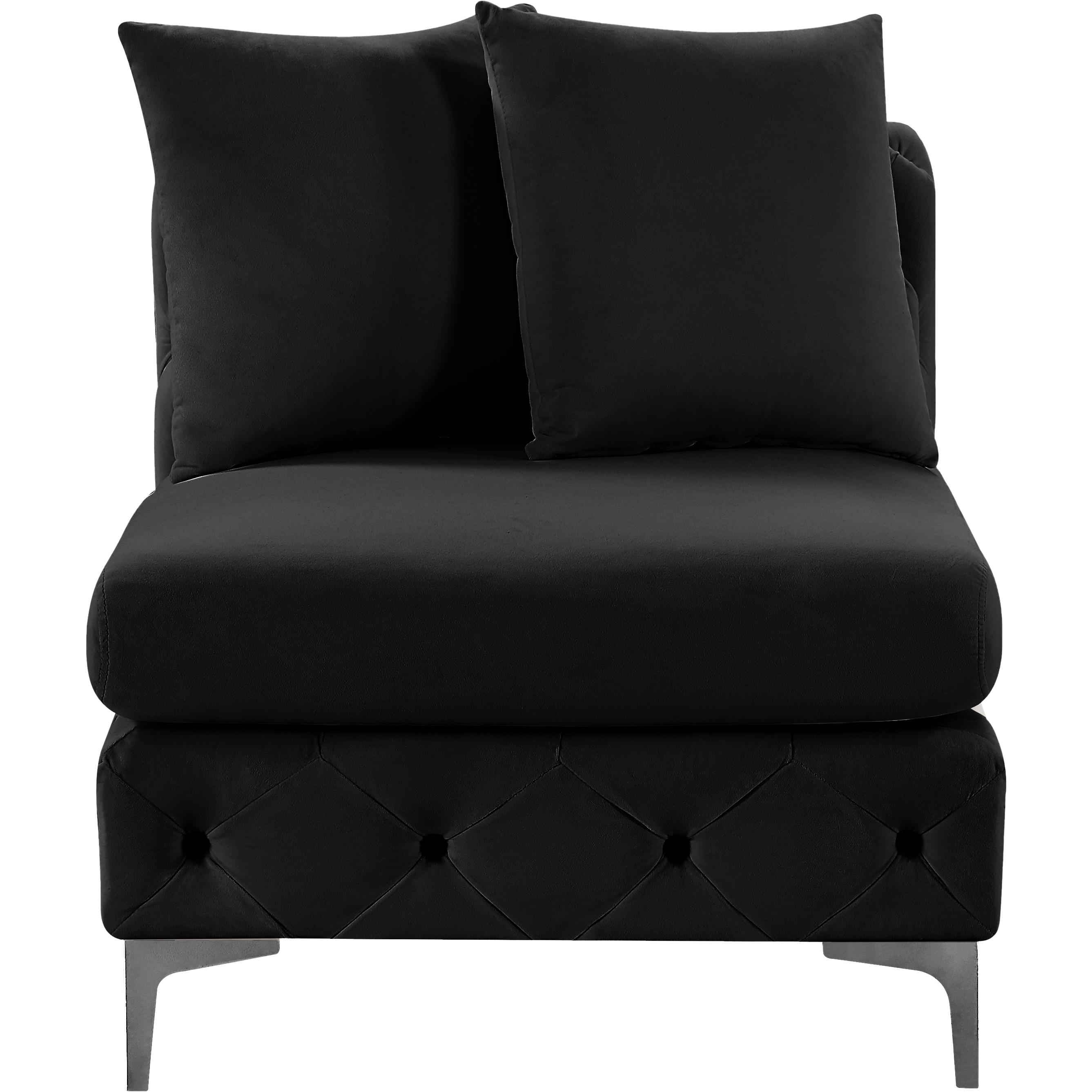 Meridian Tremblay Black Velvet Armless Chair