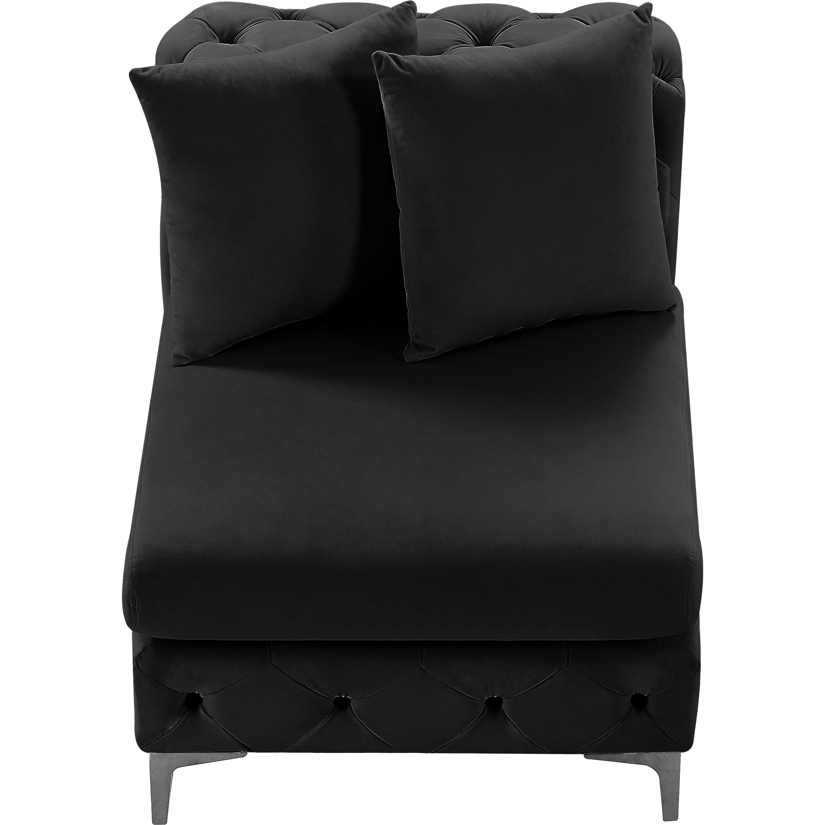 Meridian Tremblay Black Velvet Armless Chair