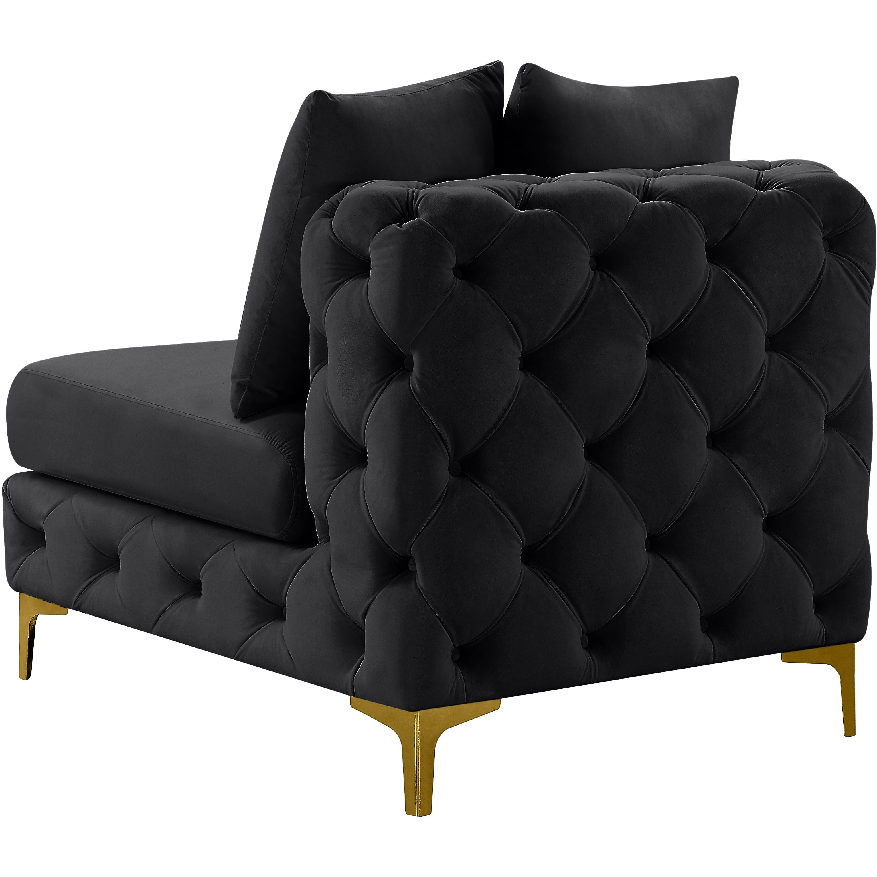 Meridian Tremblay Black Velvet Armless Chair