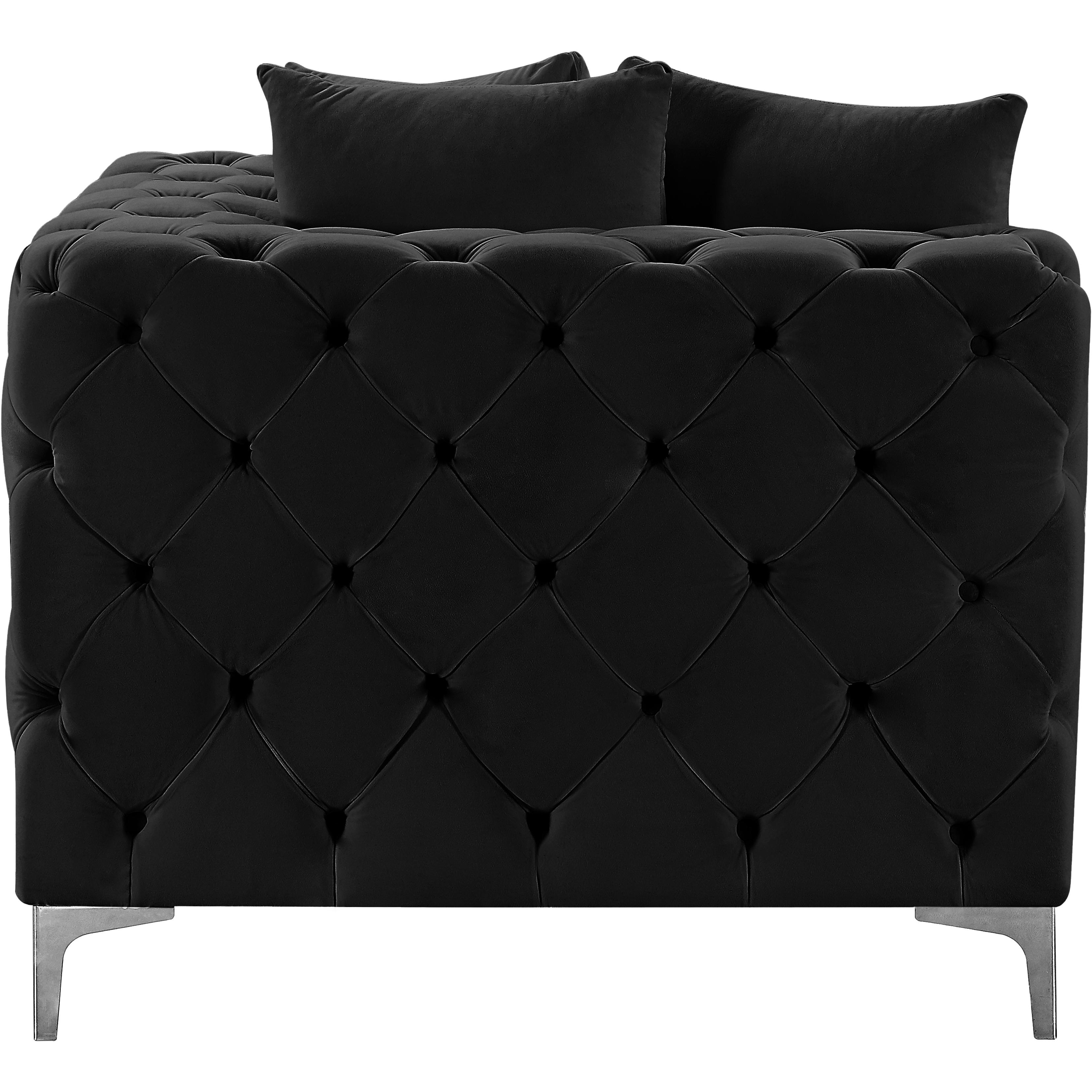 Meridian Tremblay Black Velvet Corner Chair