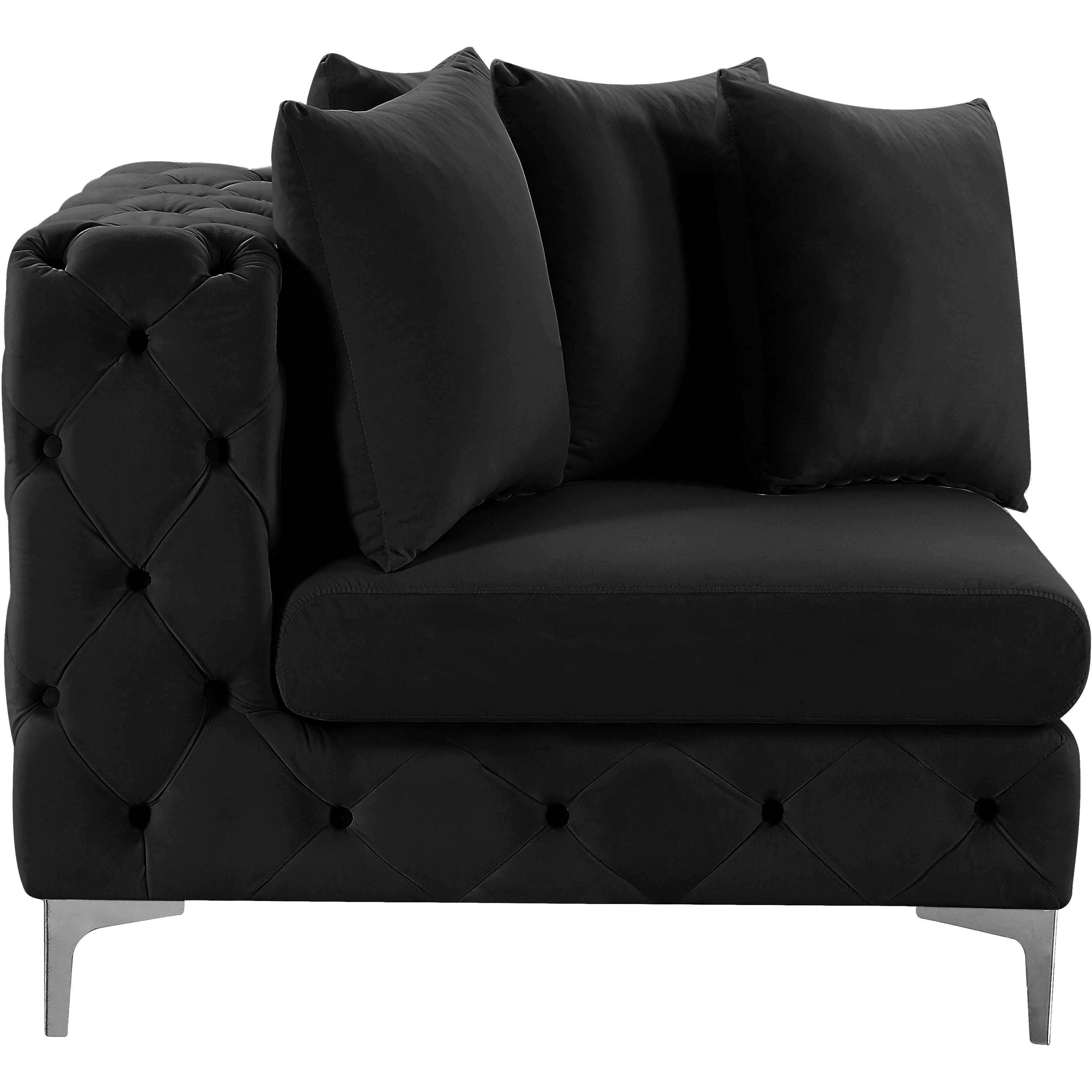 Meridian Tremblay Black Velvet Corner Chair