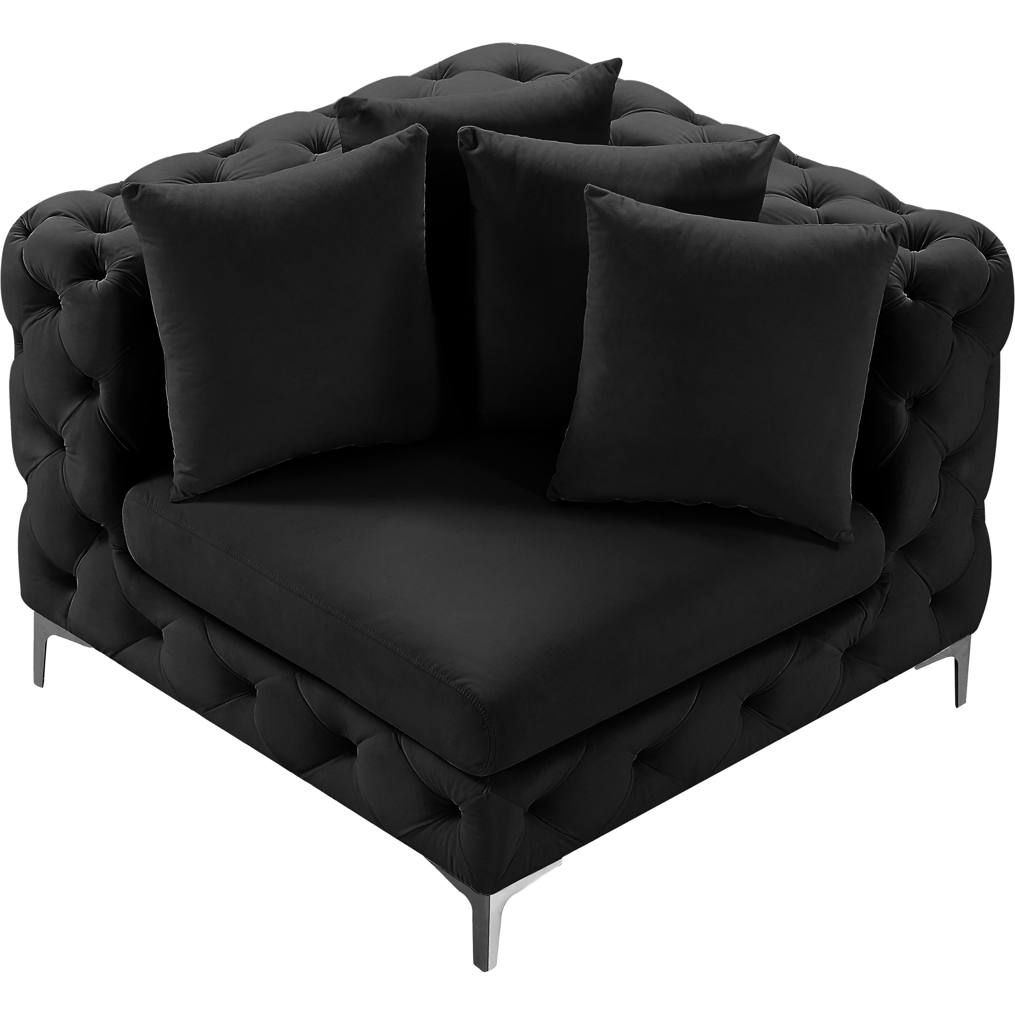 Meridian Tremblay Black Velvet Corner Chair