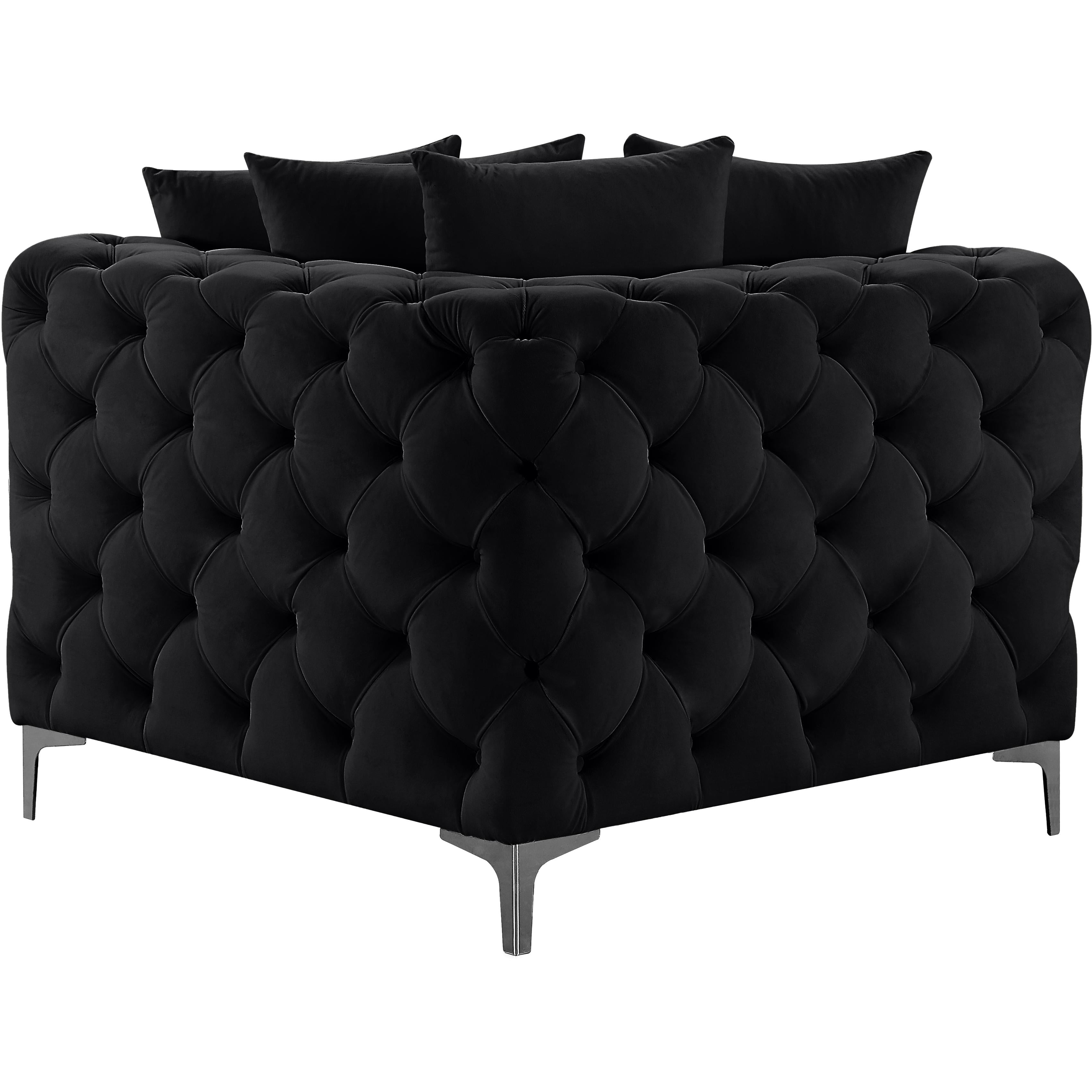 Meridian Tremblay Black Velvet Corner Chair