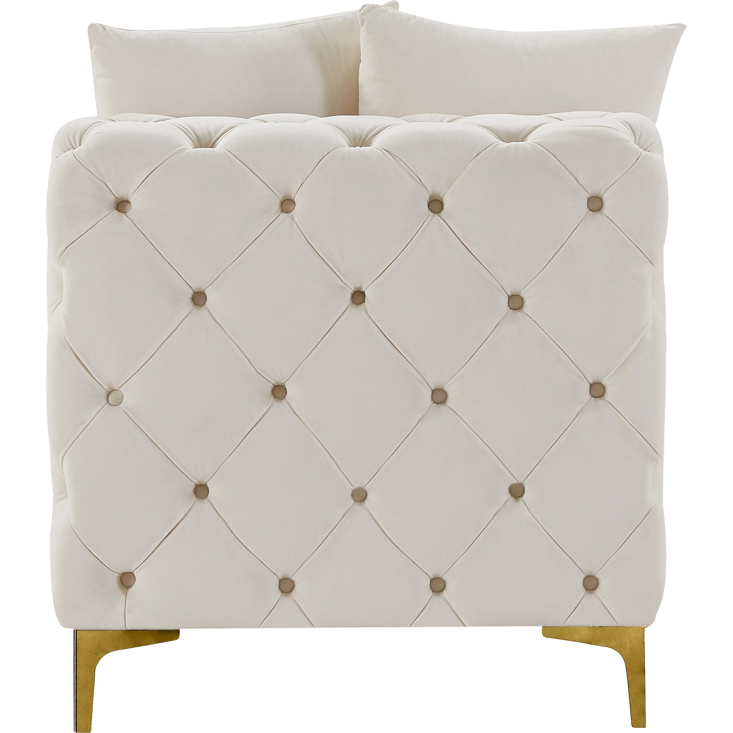 Meridian Tremblay Cream Velvet Armless Chair