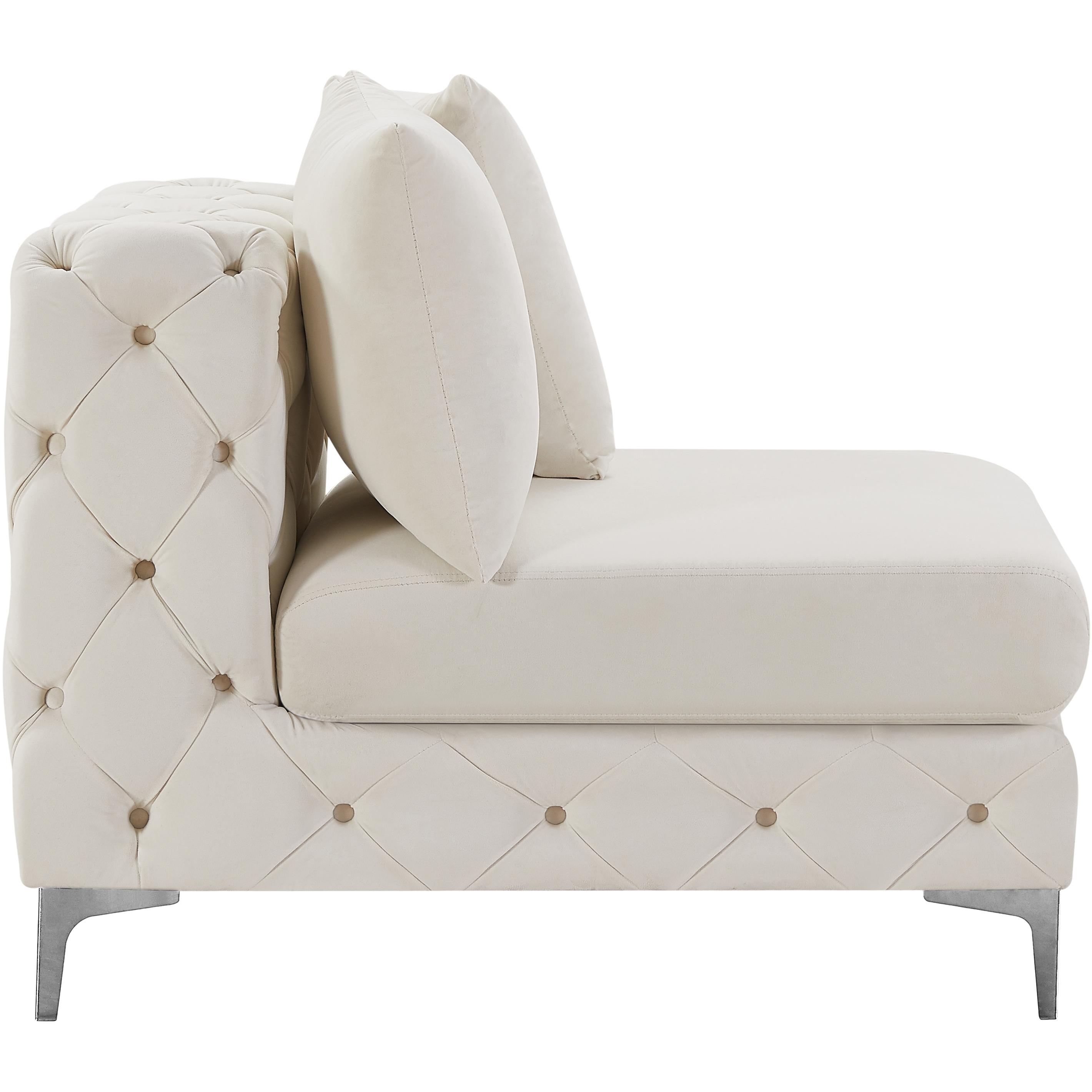 Meridian Tremblay Cream Velvet Armless Chair