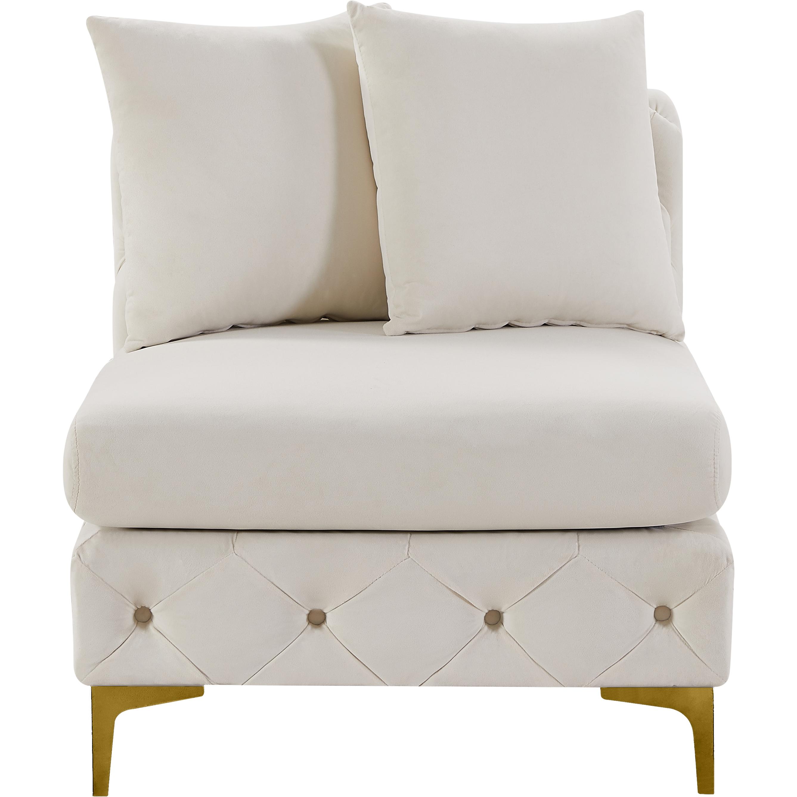 Meridian Tremblay Cream Velvet Armless Chair