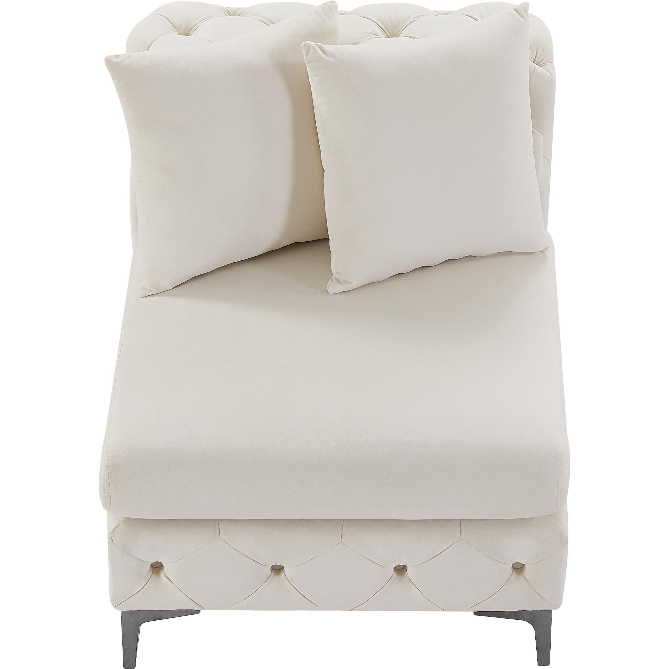 Meridian Tremblay Cream Velvet Armless Chair