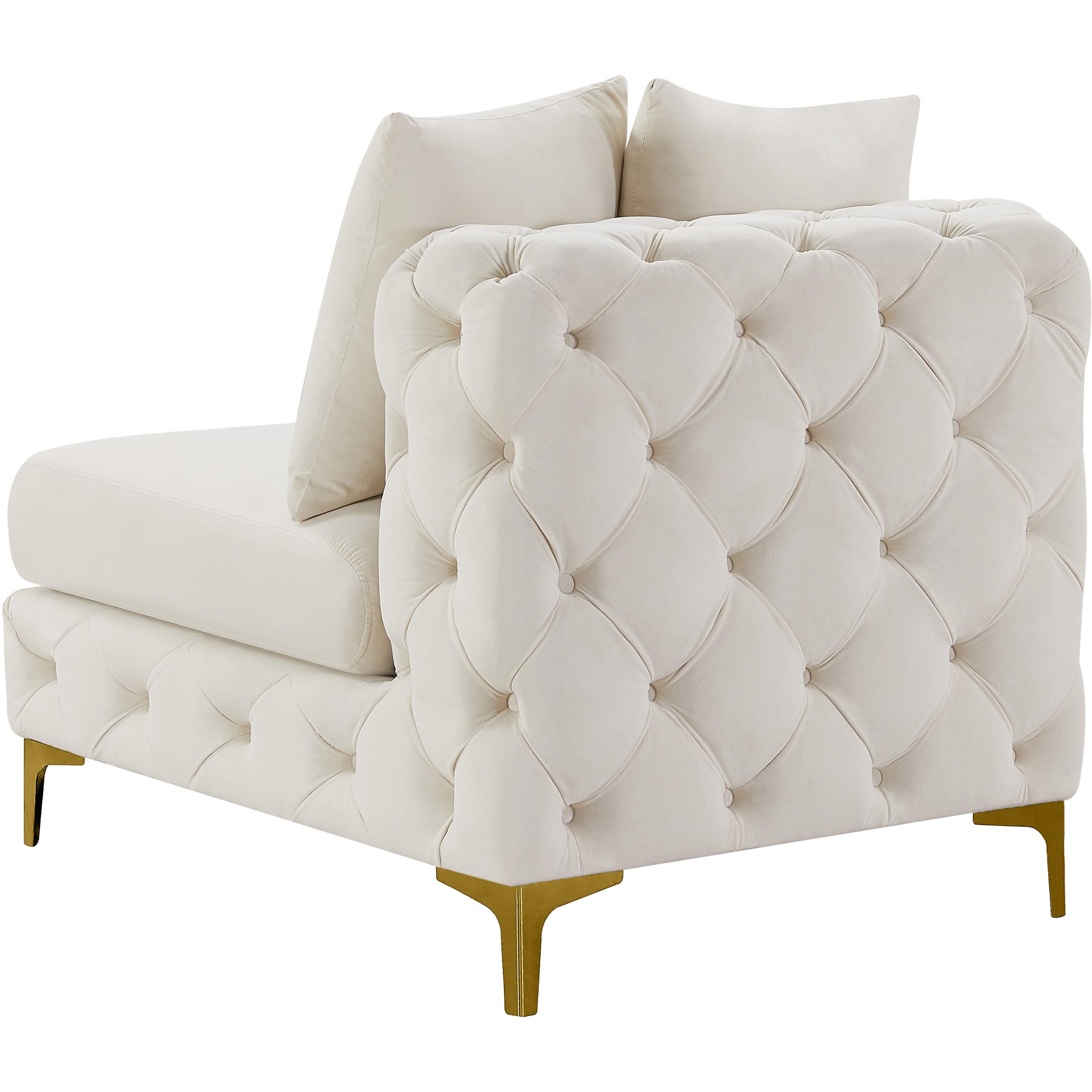 Meridian Tremblay Cream Velvet Armless Chair