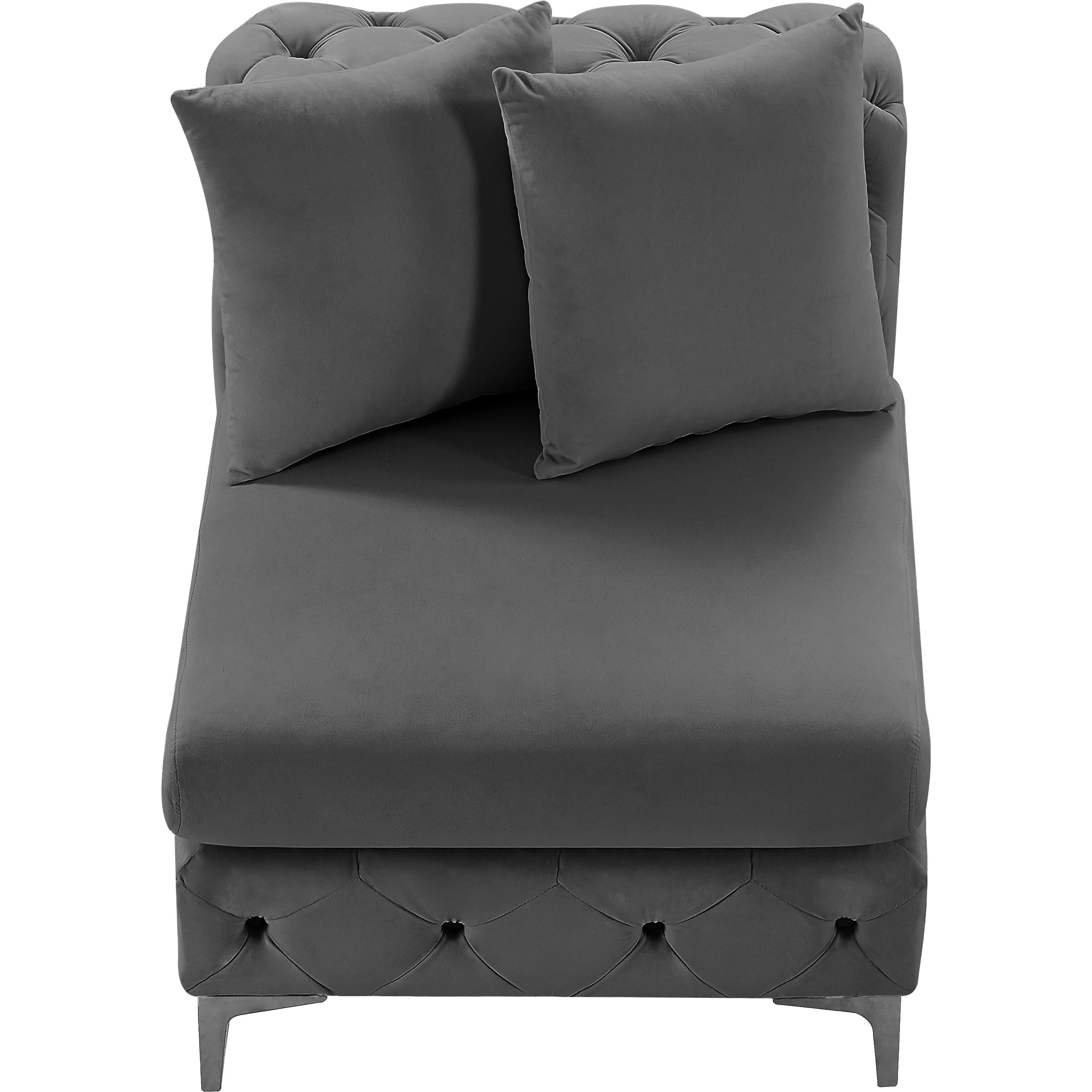 Meridian Tremblay Grey Velvet Armless Chair