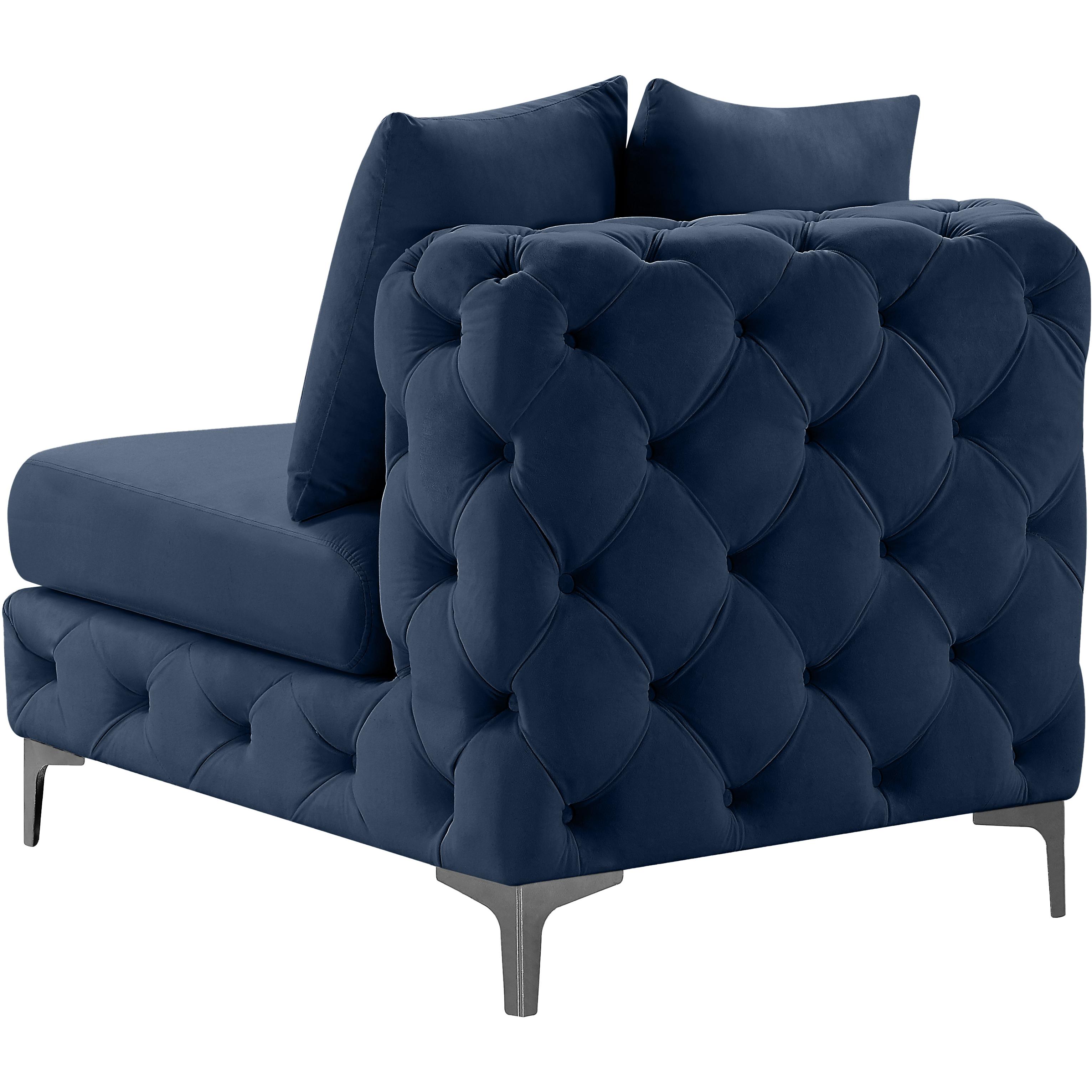 Meridian Tremblay Navy Velvet Armless Chair