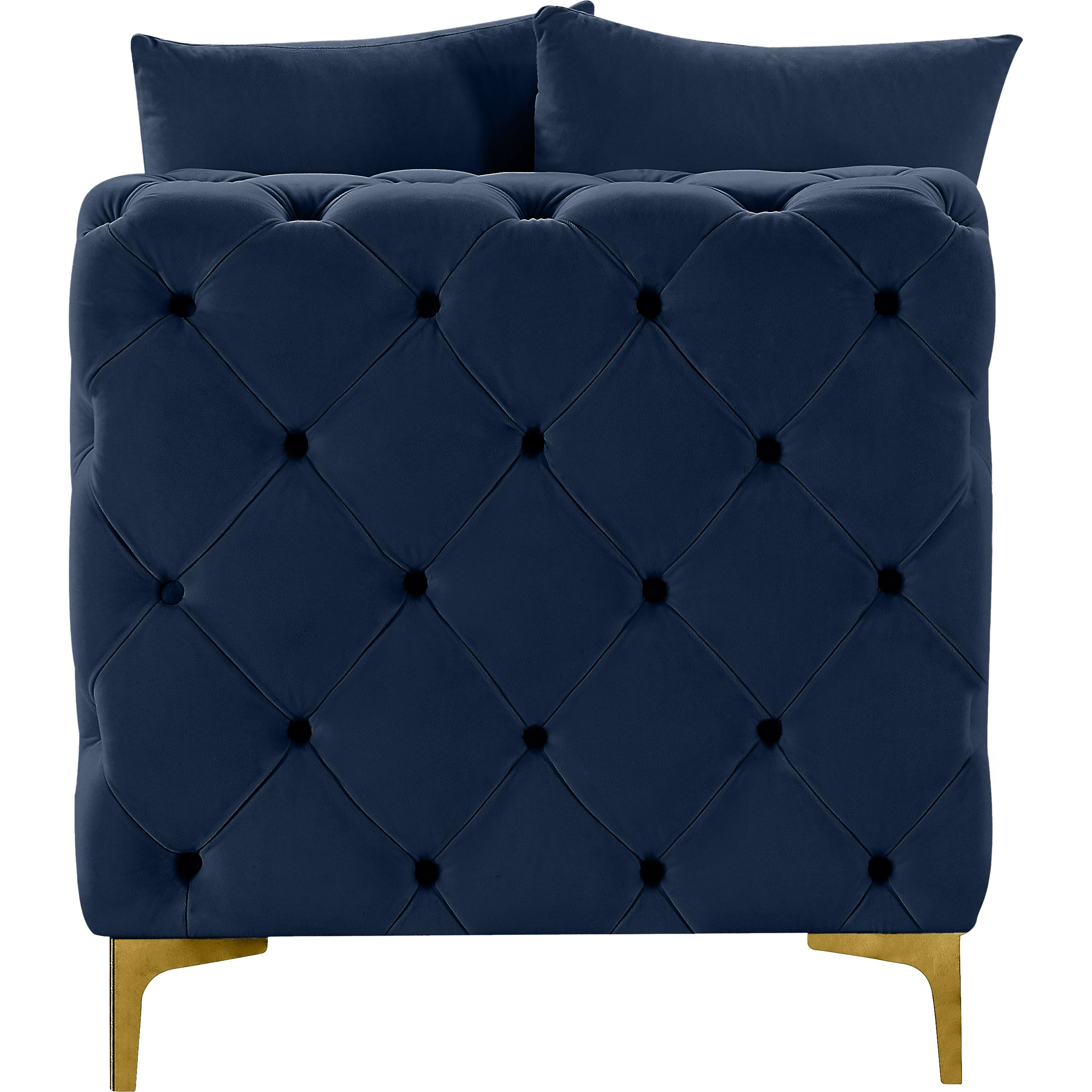 Meridian Tremblay Navy Velvet Armless Chair