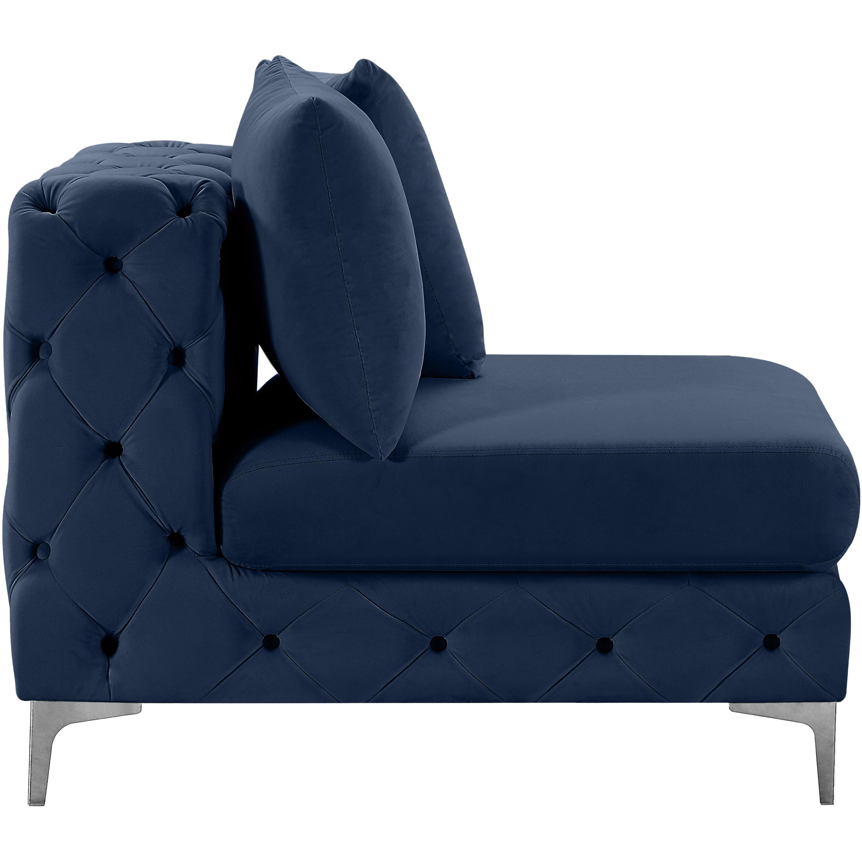 Meridian Tremblay Navy Velvet Armless Chair