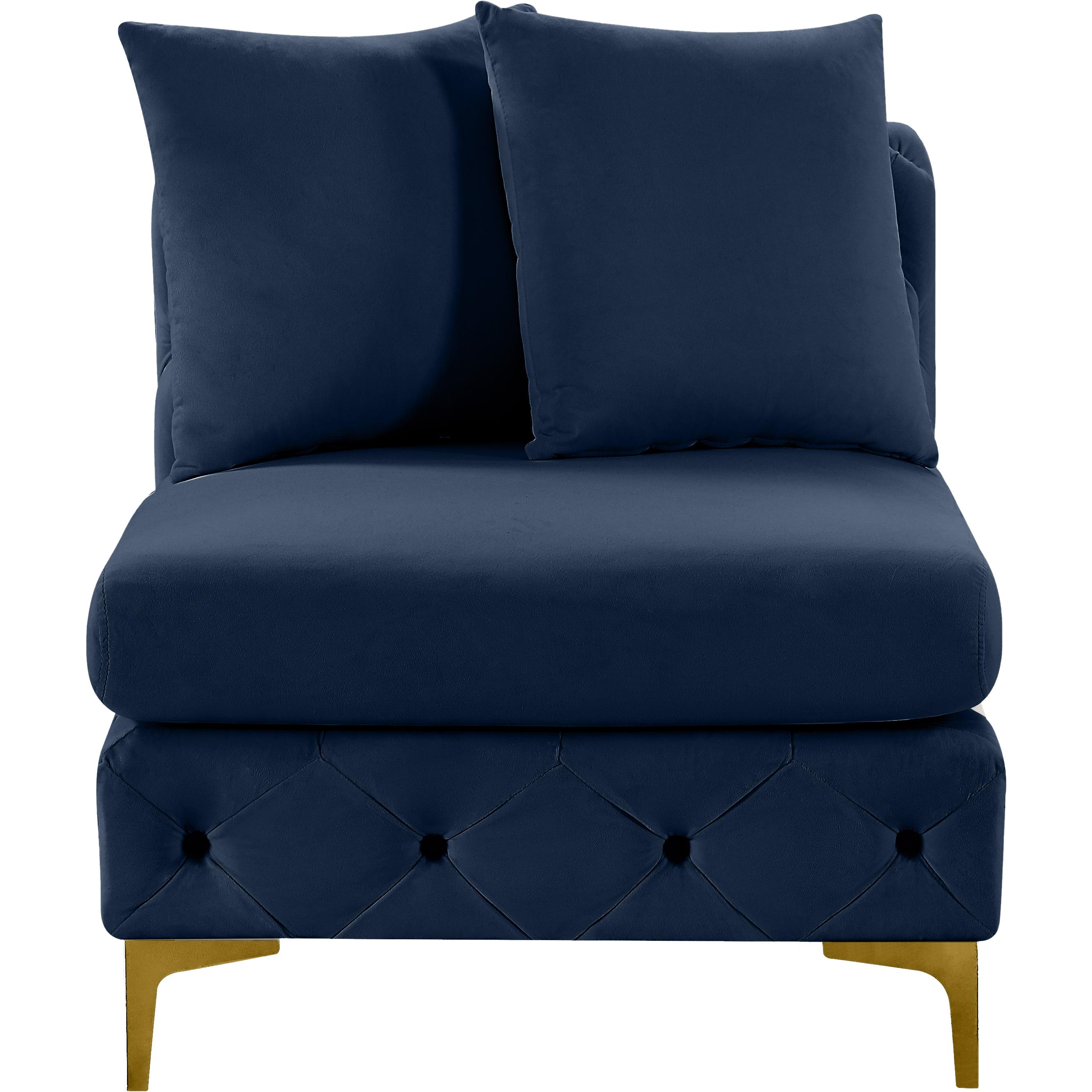 Meridian Tremblay Navy Velvet Armless Chair