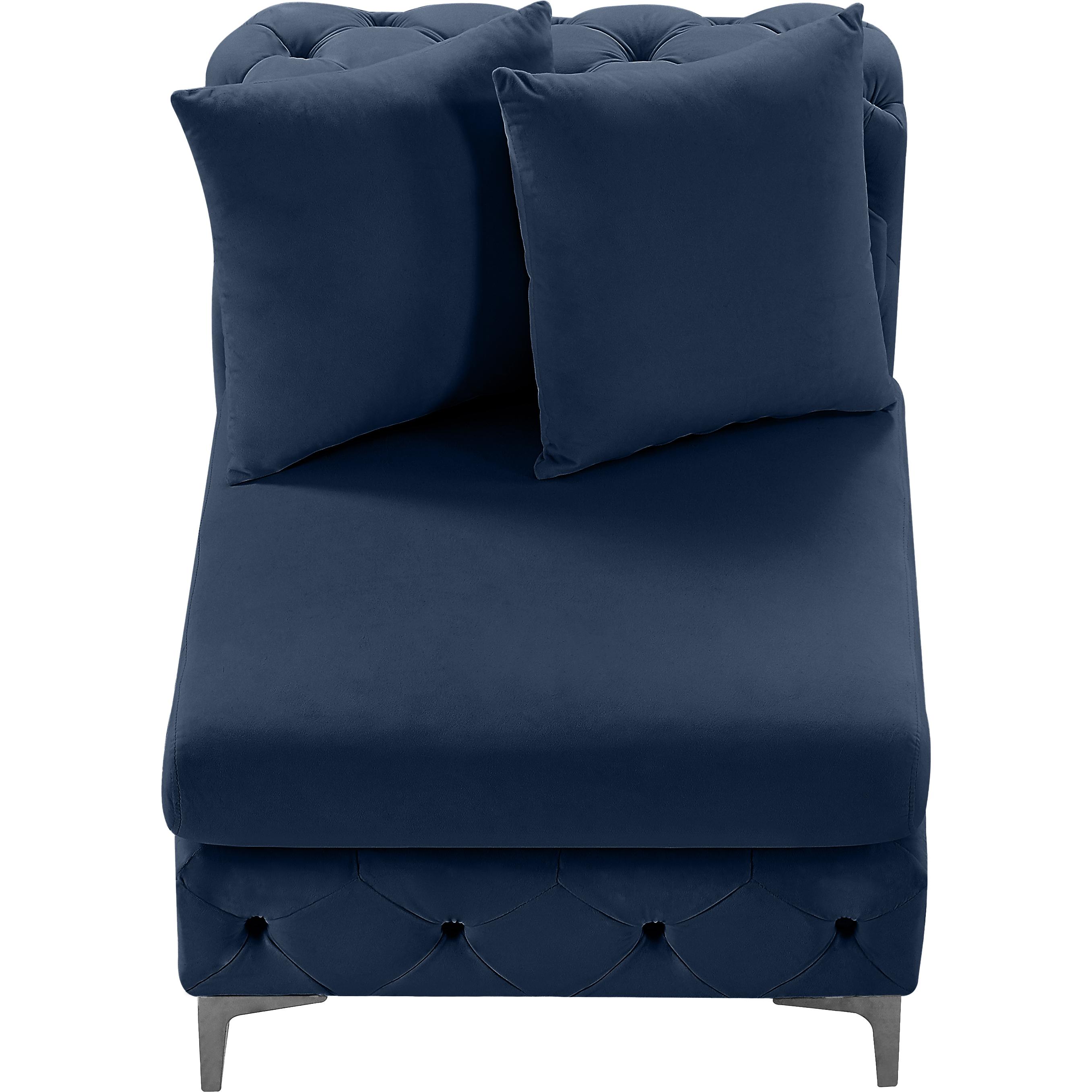 Meridian Tremblay Navy Velvet Armless Chair