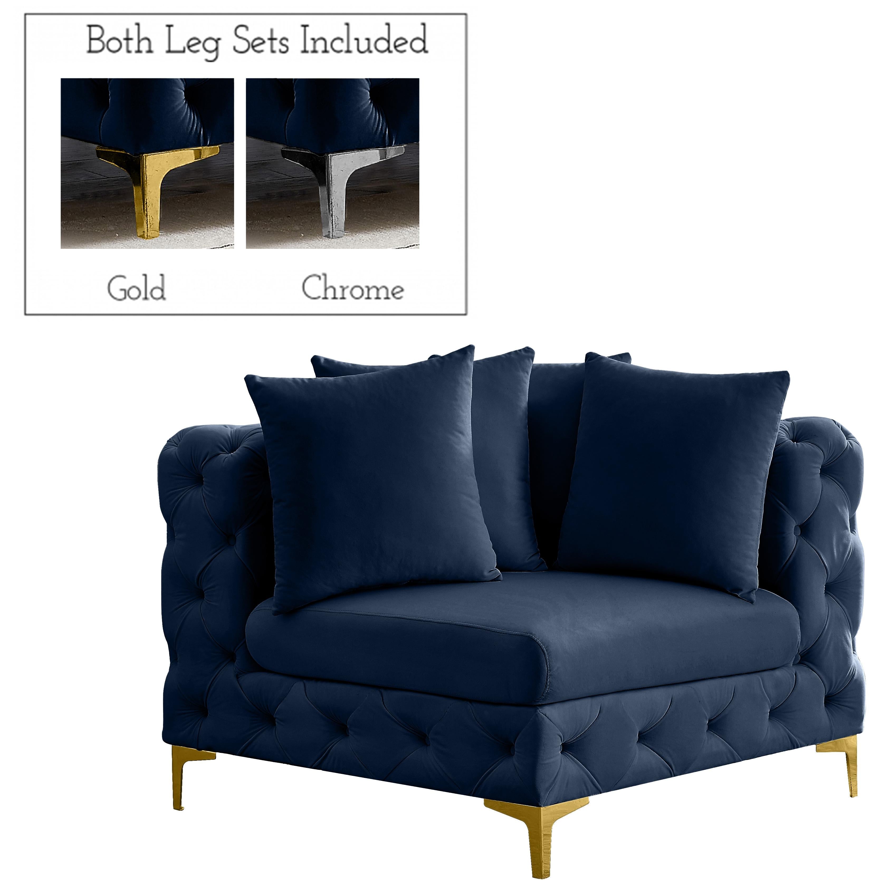 Meridian Tremblay Navy Velvet Corner Chair