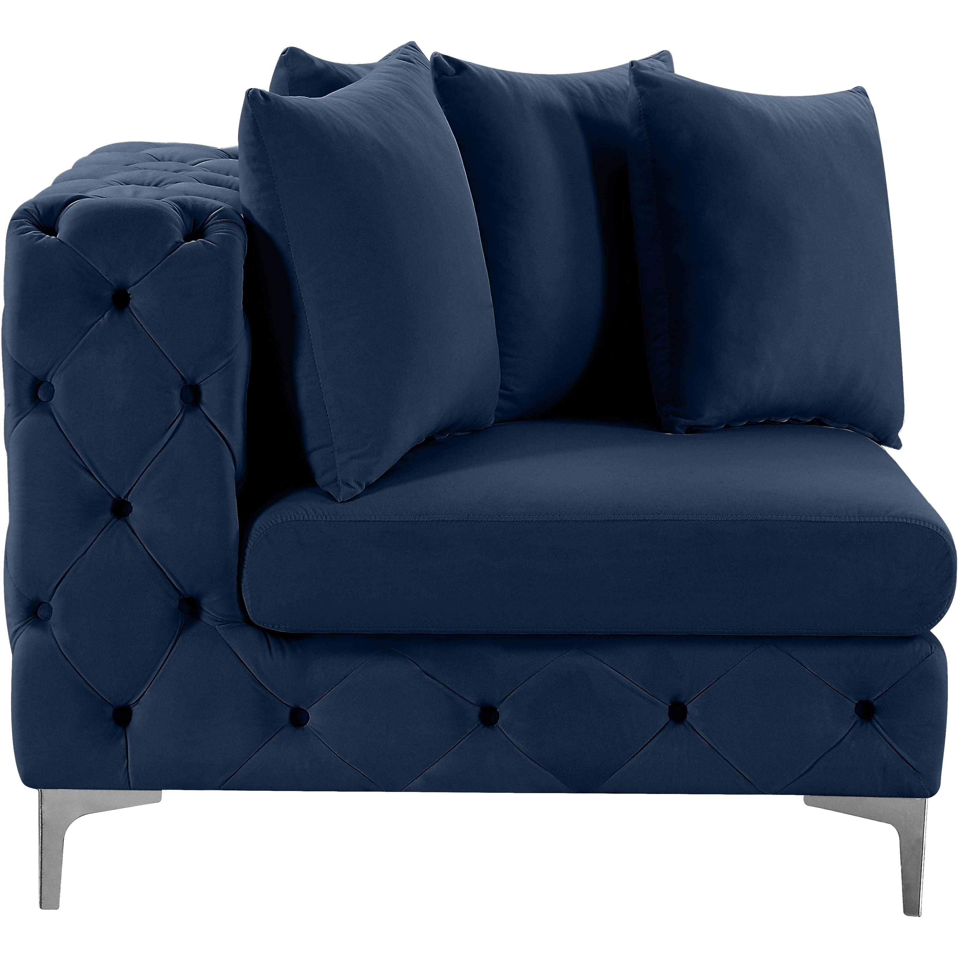 Meridian Tremblay Navy Velvet Corner Chair