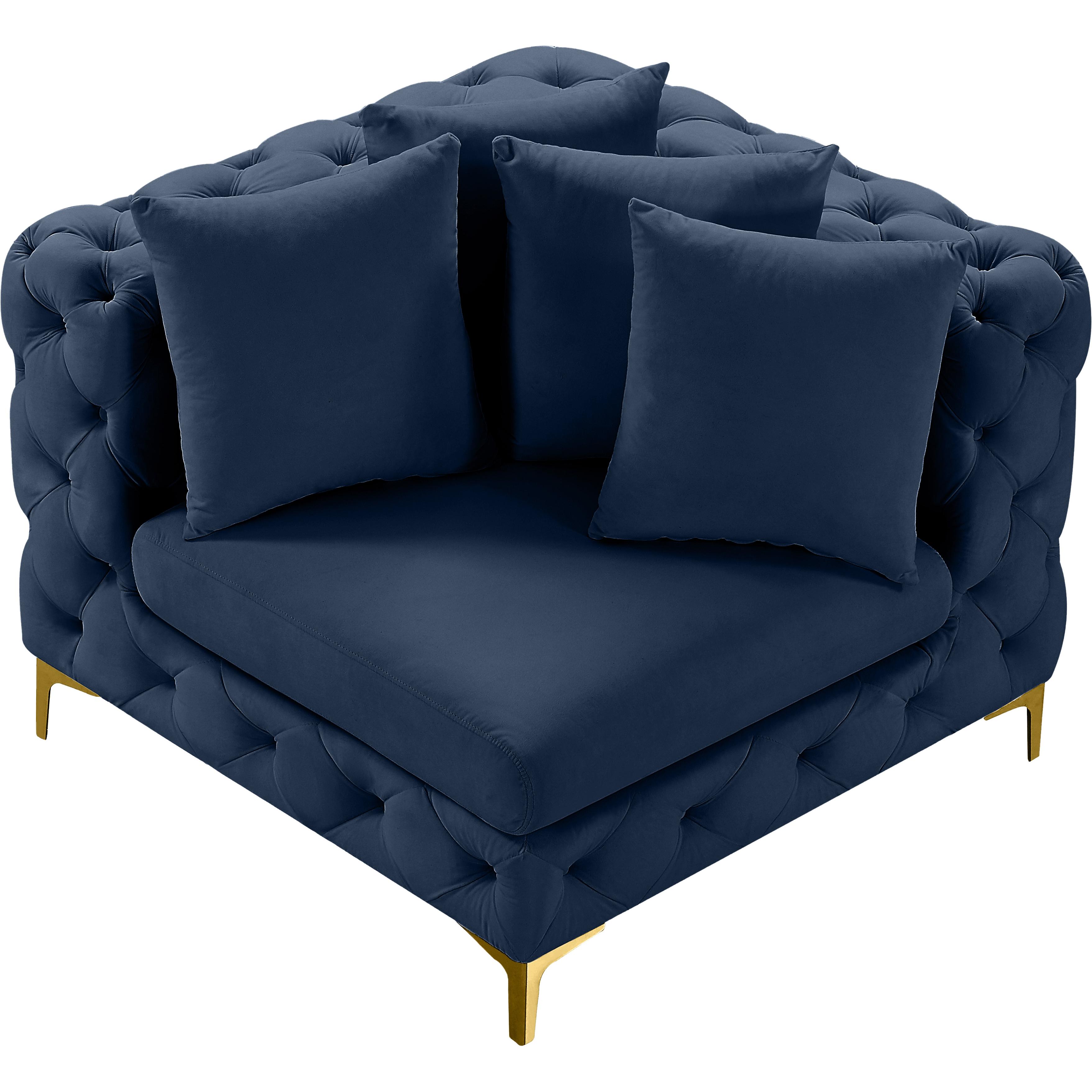 Meridian Tremblay Navy Velvet Corner Chair