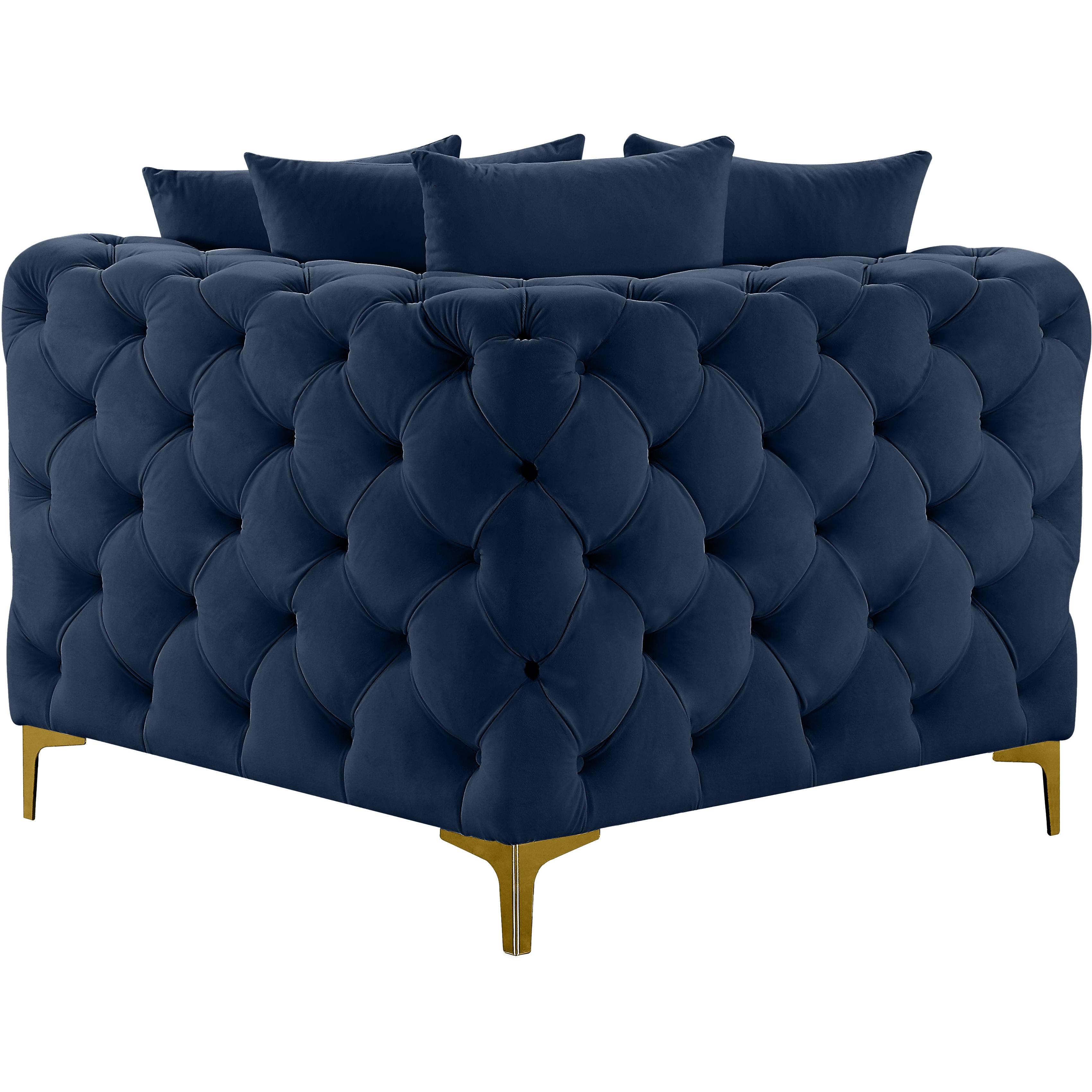 Meridian Tremblay Navy Velvet Corner Chair